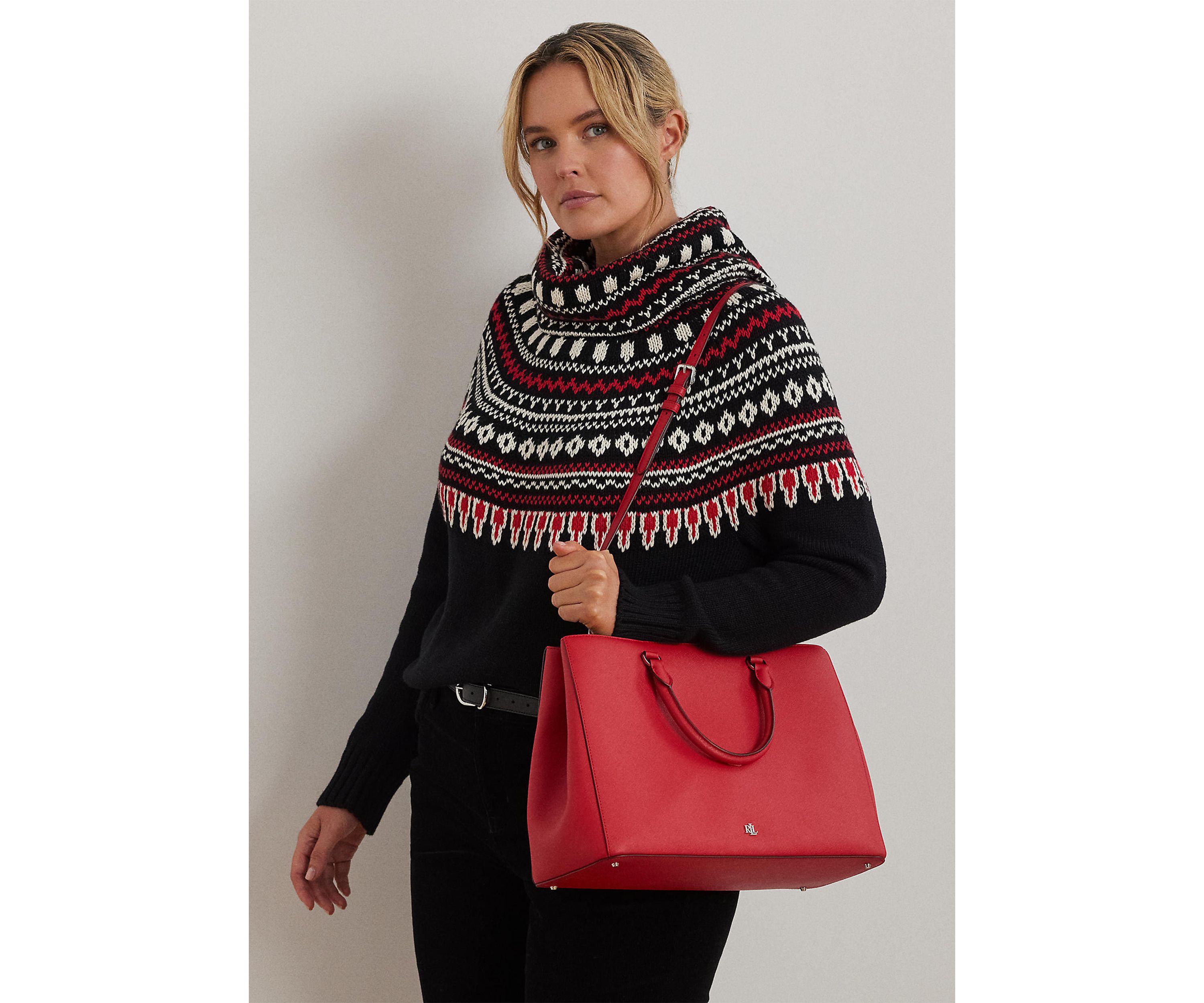 Crosshatch Leather Large Hanna Satchel