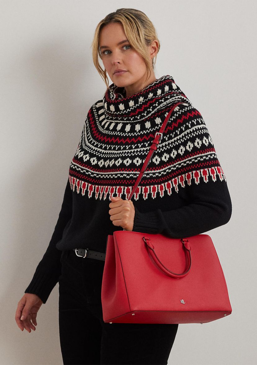 Crosshatch Leather Large Hanna Satchel