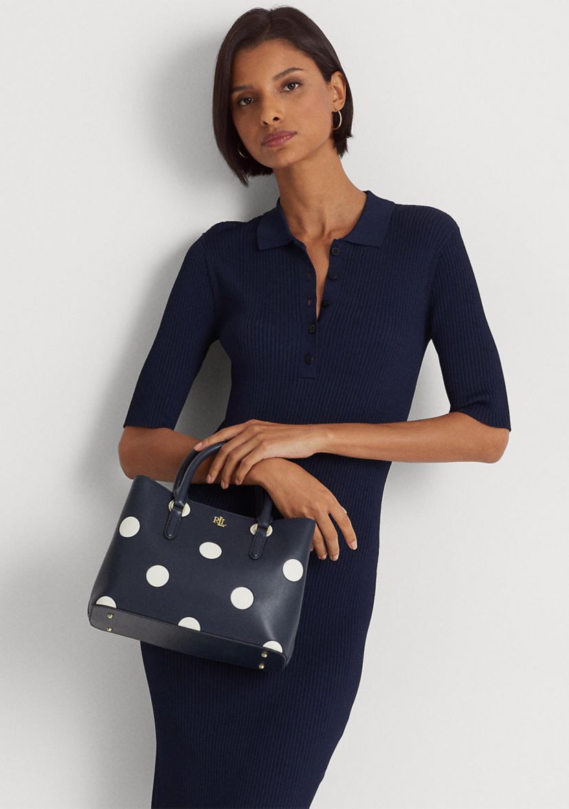 Polka-Dot Leather Small Marcy Satchel