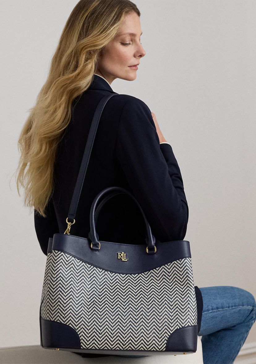 Houndstooth Woven Large Marcy Satchel