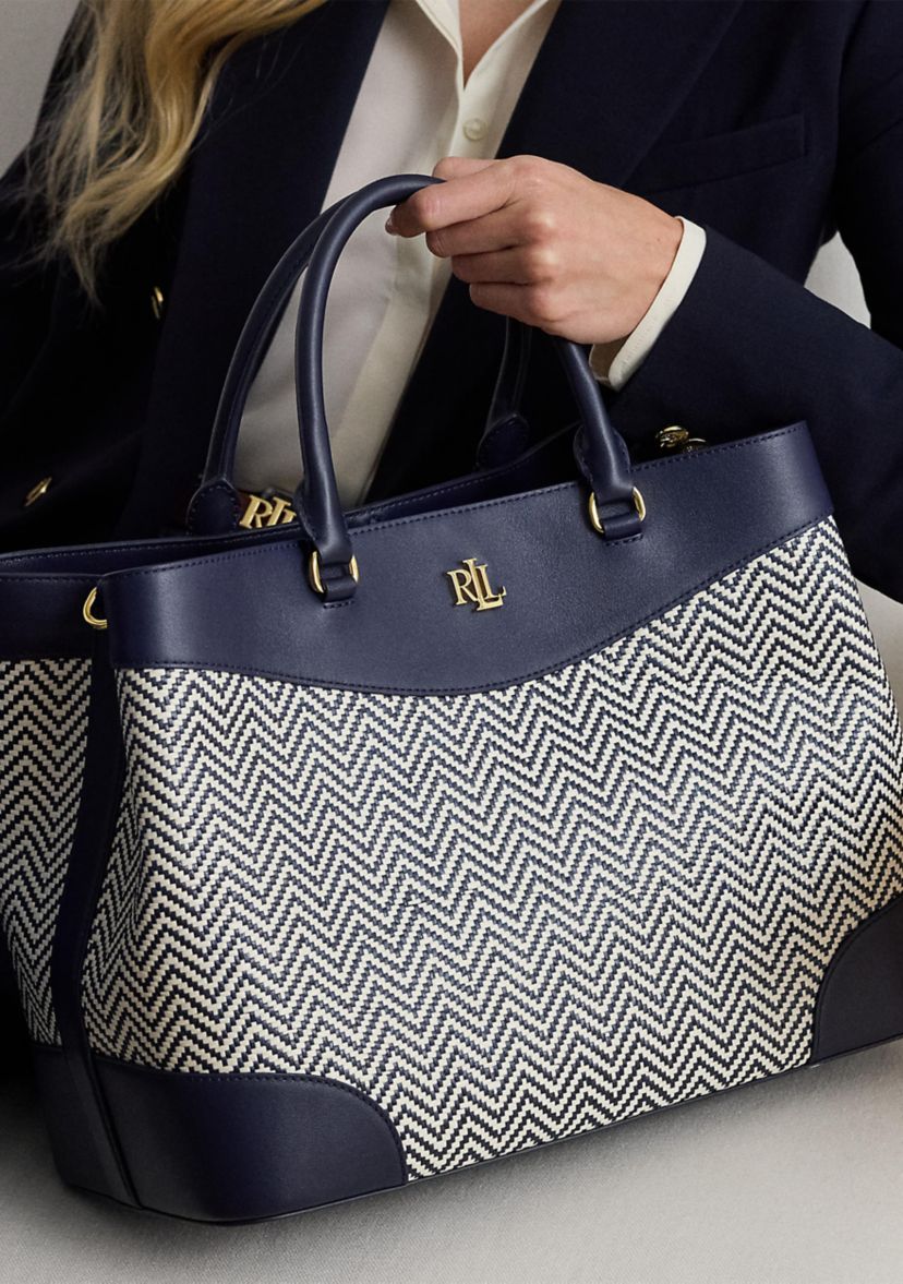 Houndstooth Woven Large Marcy Satchel