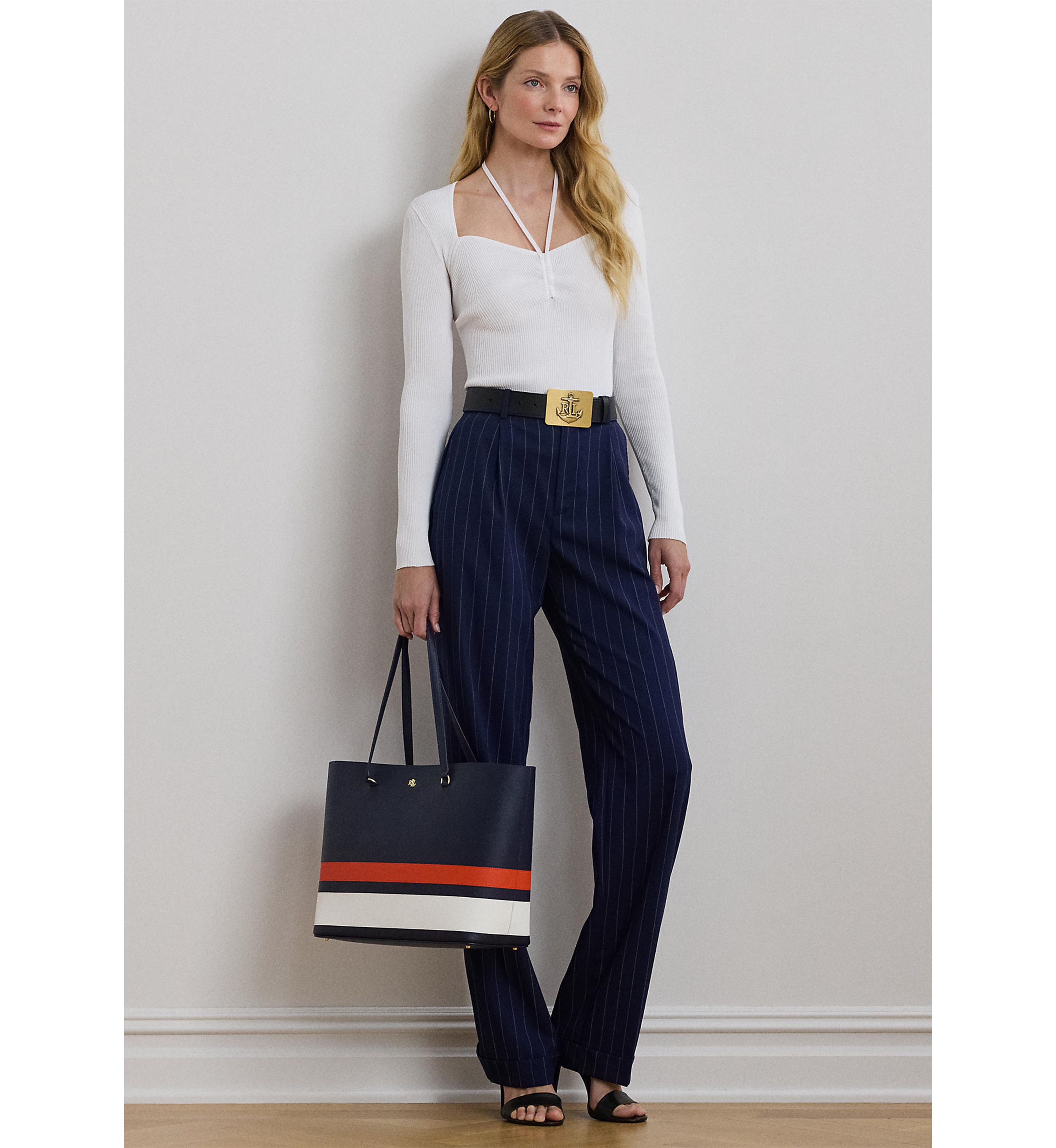 Crosshatch Leather Large Karly Tote Bag