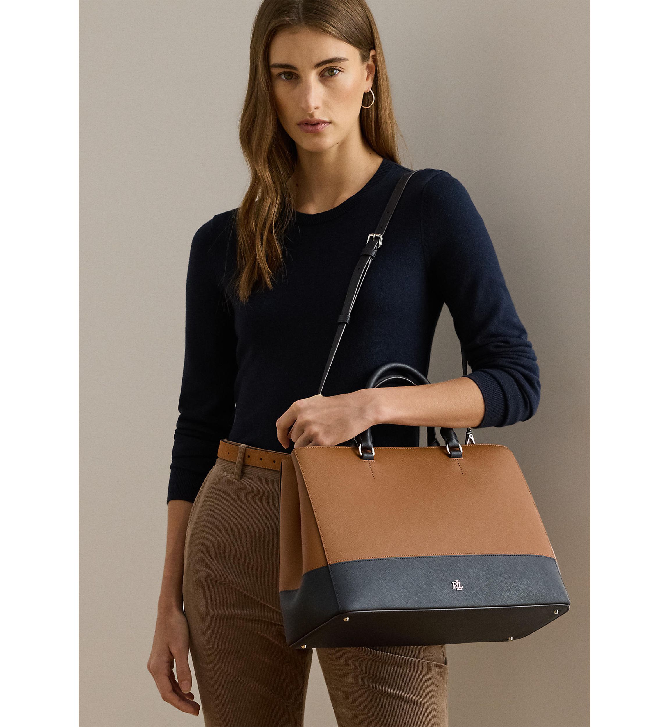 Striped Leather Large Hanna Satchel