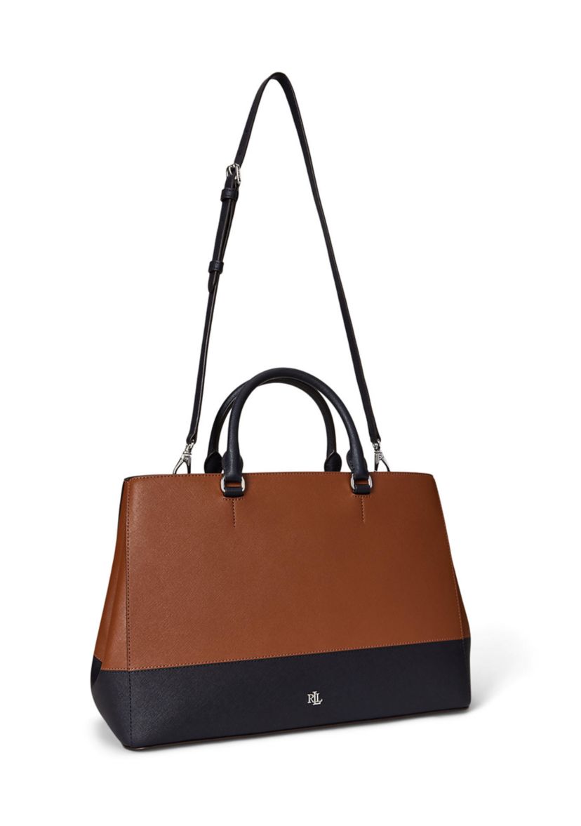 Striped Leather Large Hanna Satchel