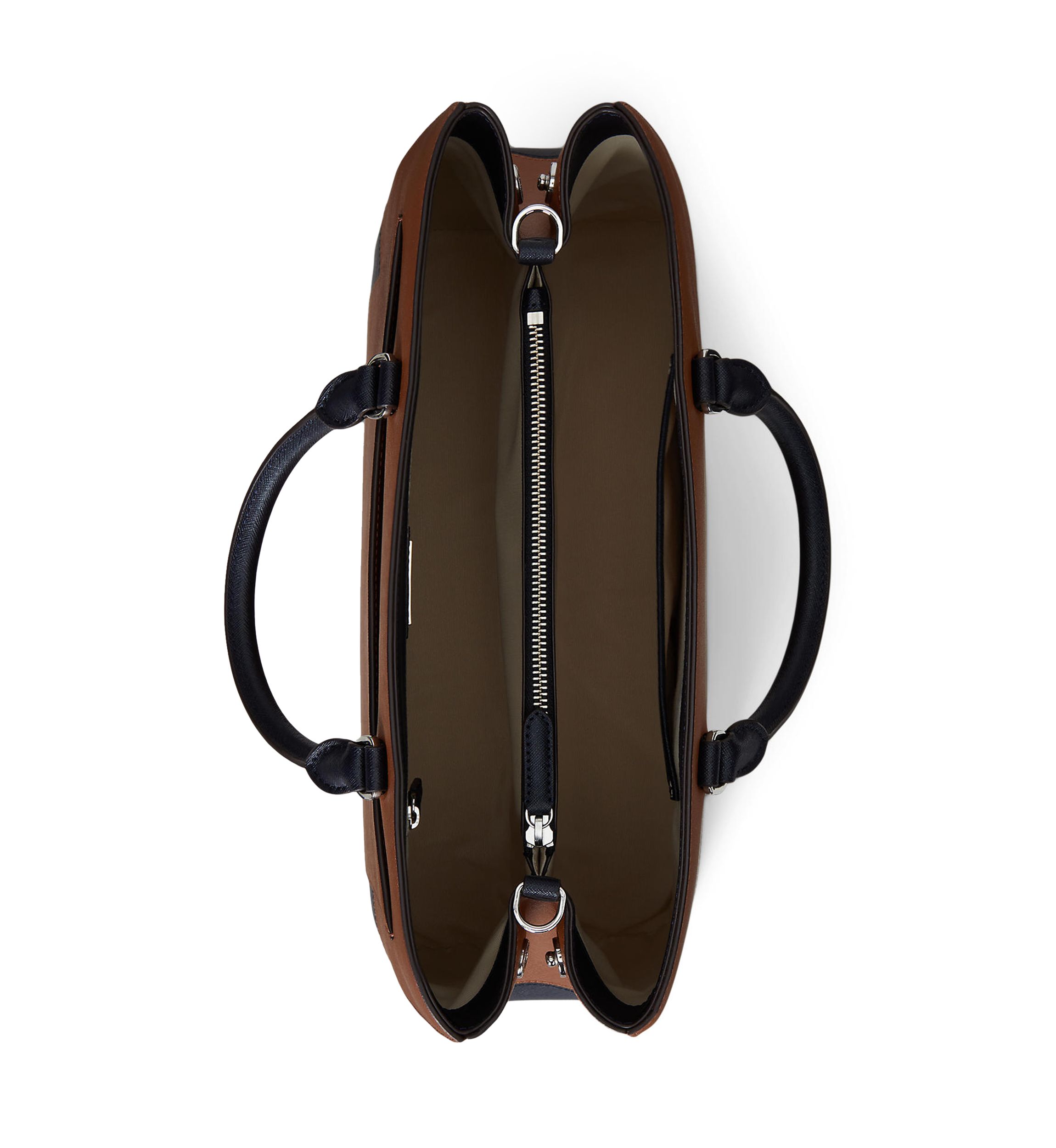 Striped Leather Large Hanna Satchel