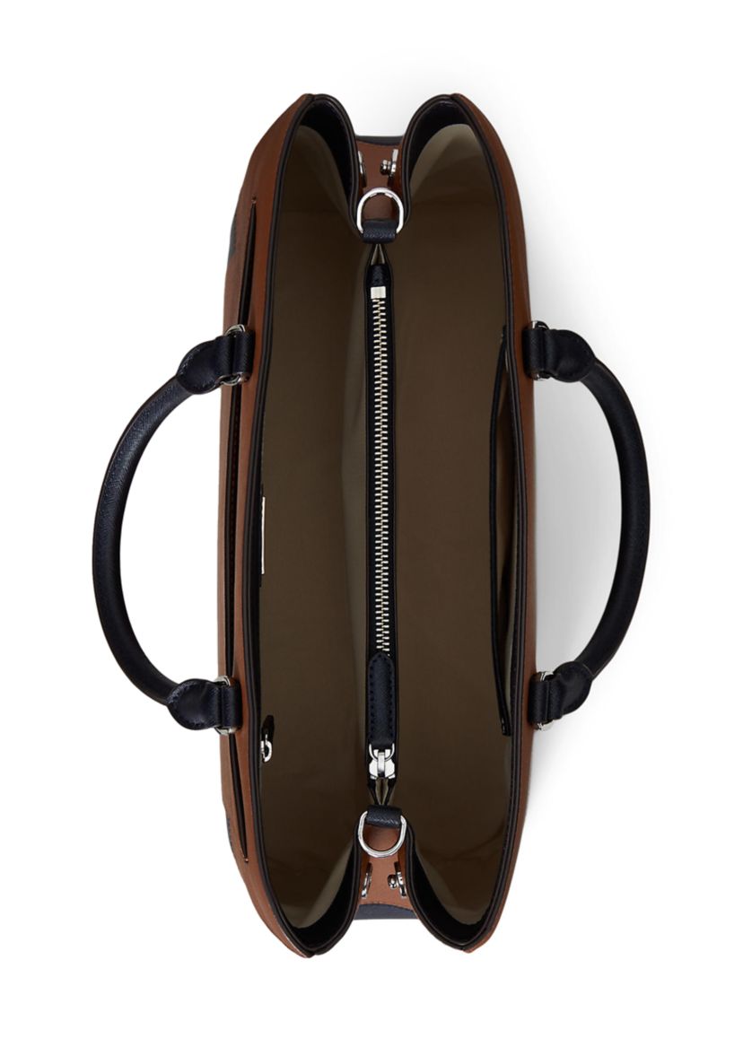 Striped Leather Large Hanna Satchel