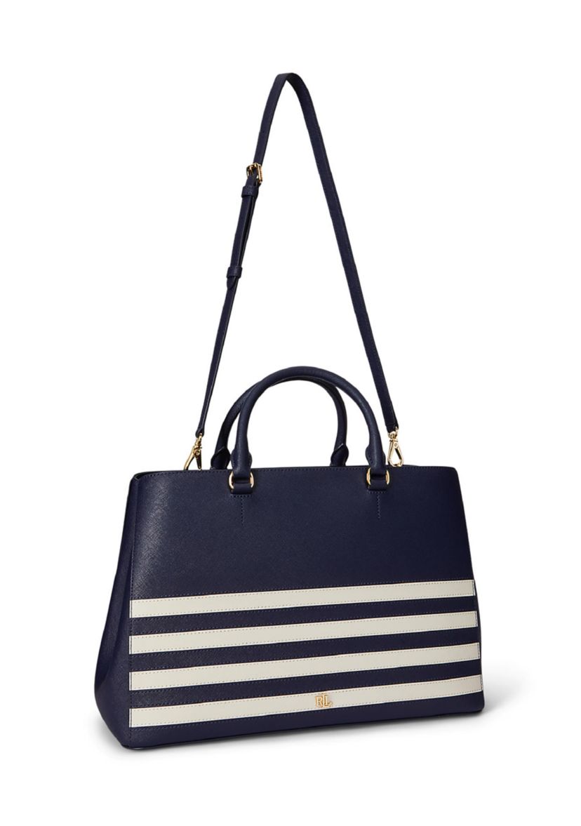 Striped Leather Large Hanna Satchel