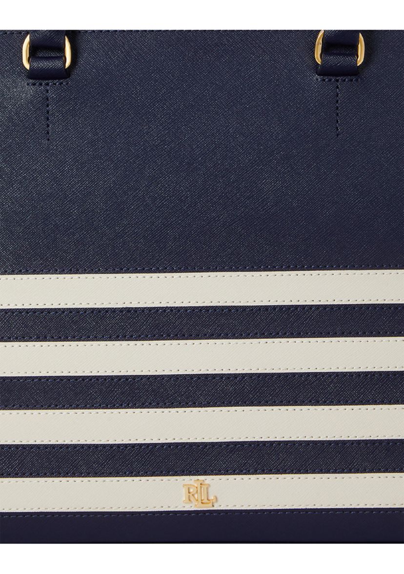 Striped Leather Large Hanna Satchel