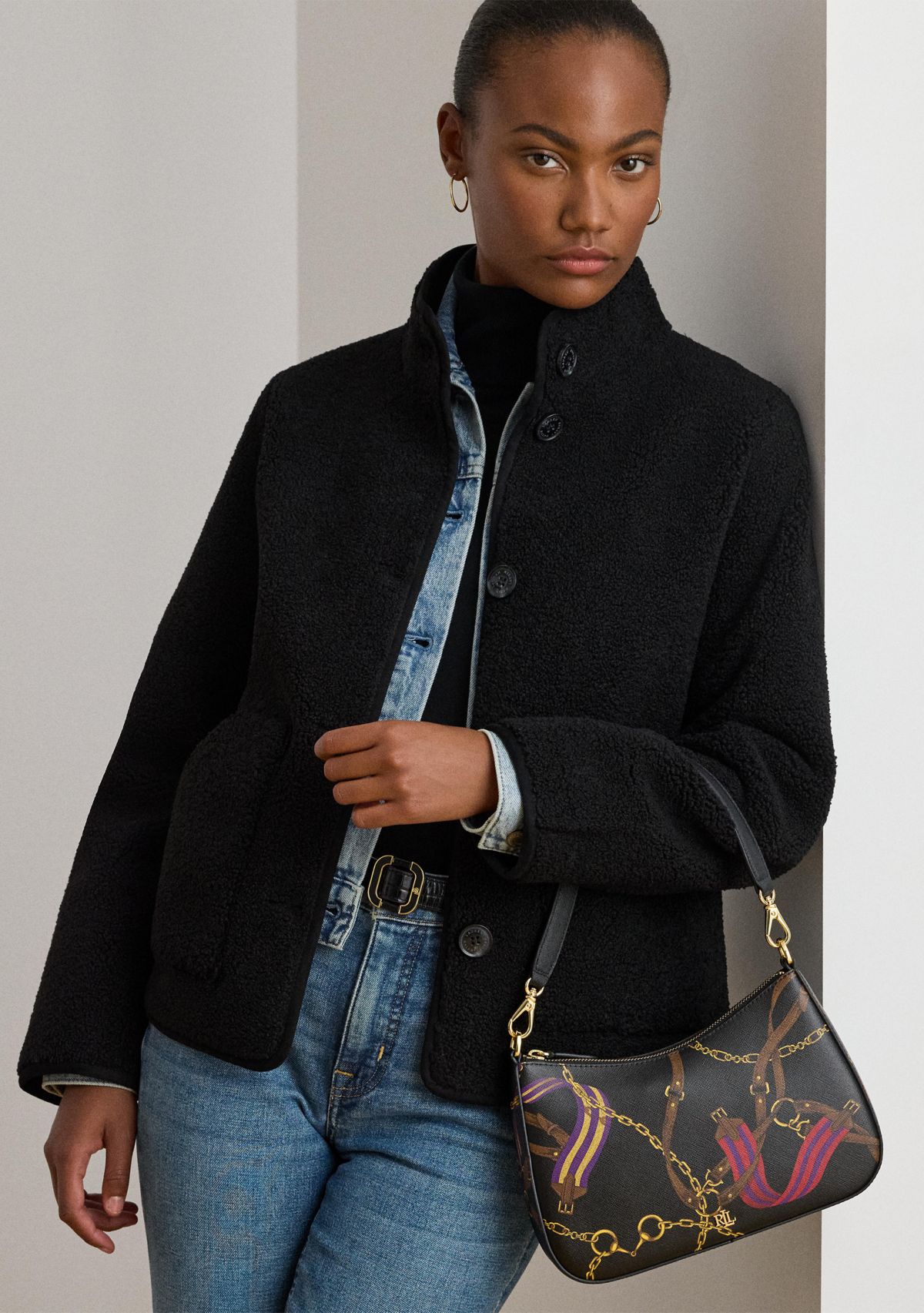 Pinstripe Leather Medium Danni Bag