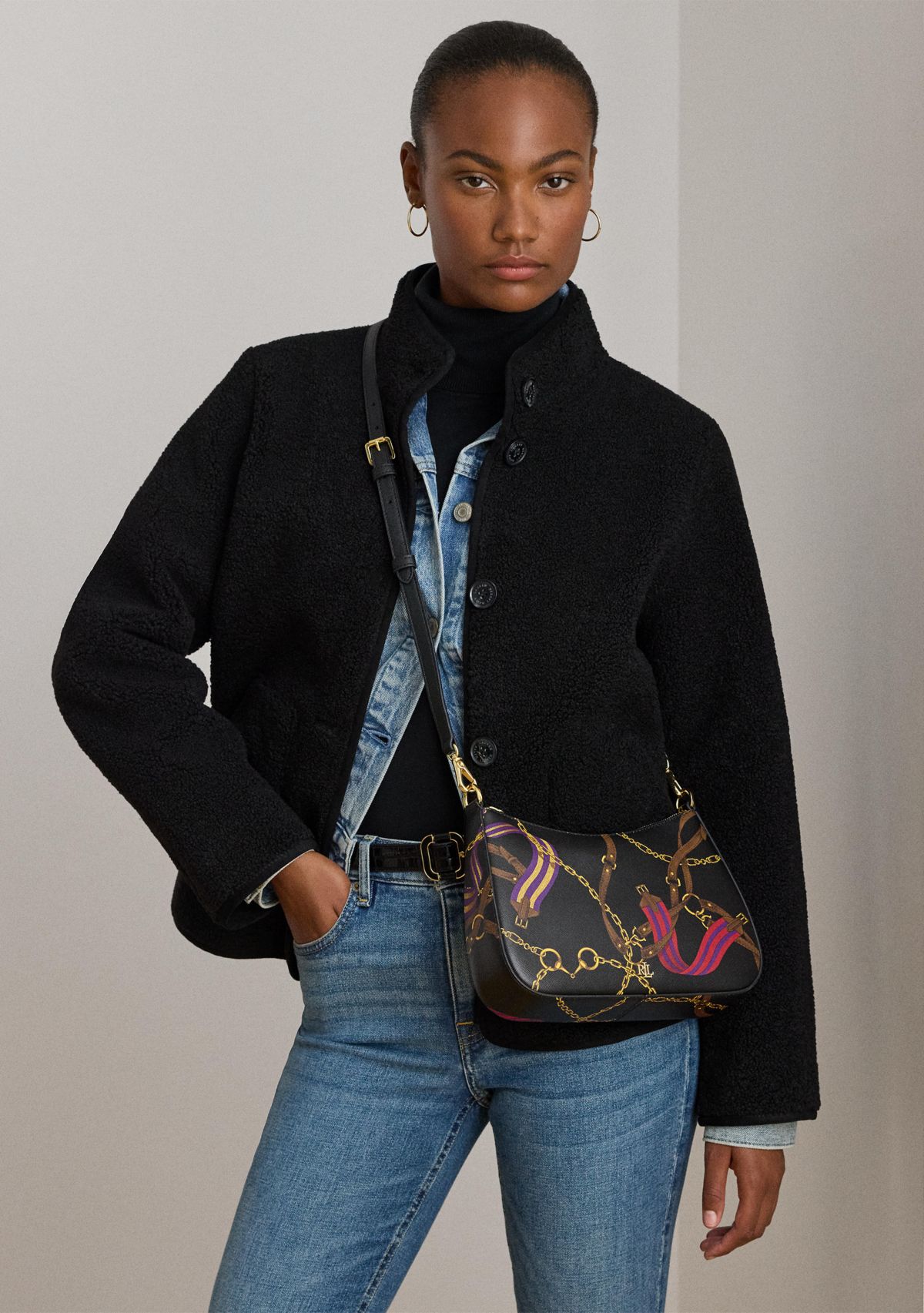 Pinstripe Leather Medium Danni Bag