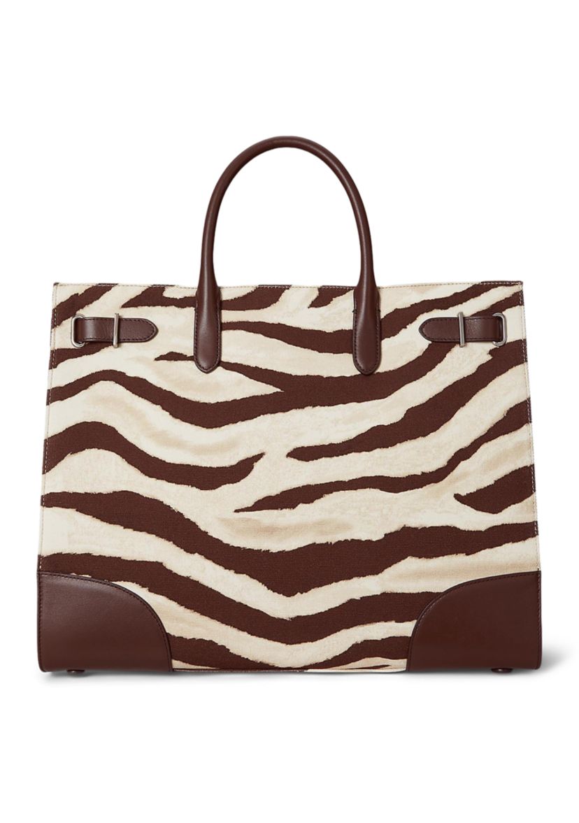 Zebra-Print Canvas Large Devyn Tote Bag