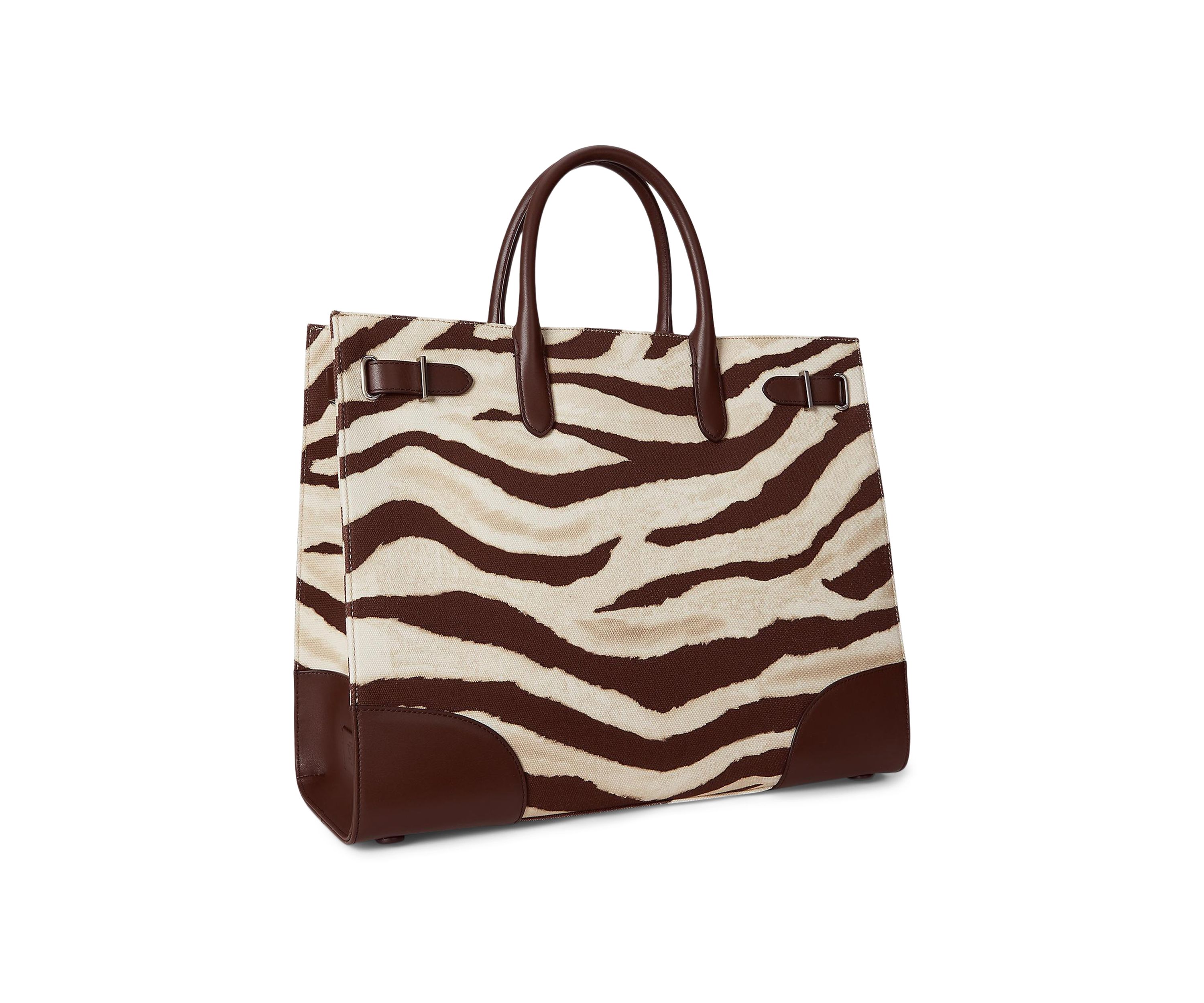Zebra-Print Canvas Large Devyn Tote Bag