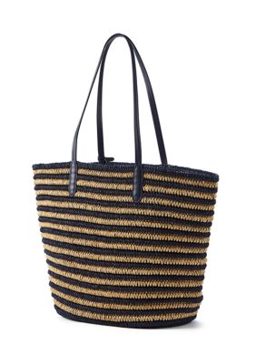 LAUREN RALPH LAUREN ◆ STRAW LARGE BRIE TOTE BAG【２色】 Leather-Trim Straw Large Brie Tote Bag | Ralph Lauren