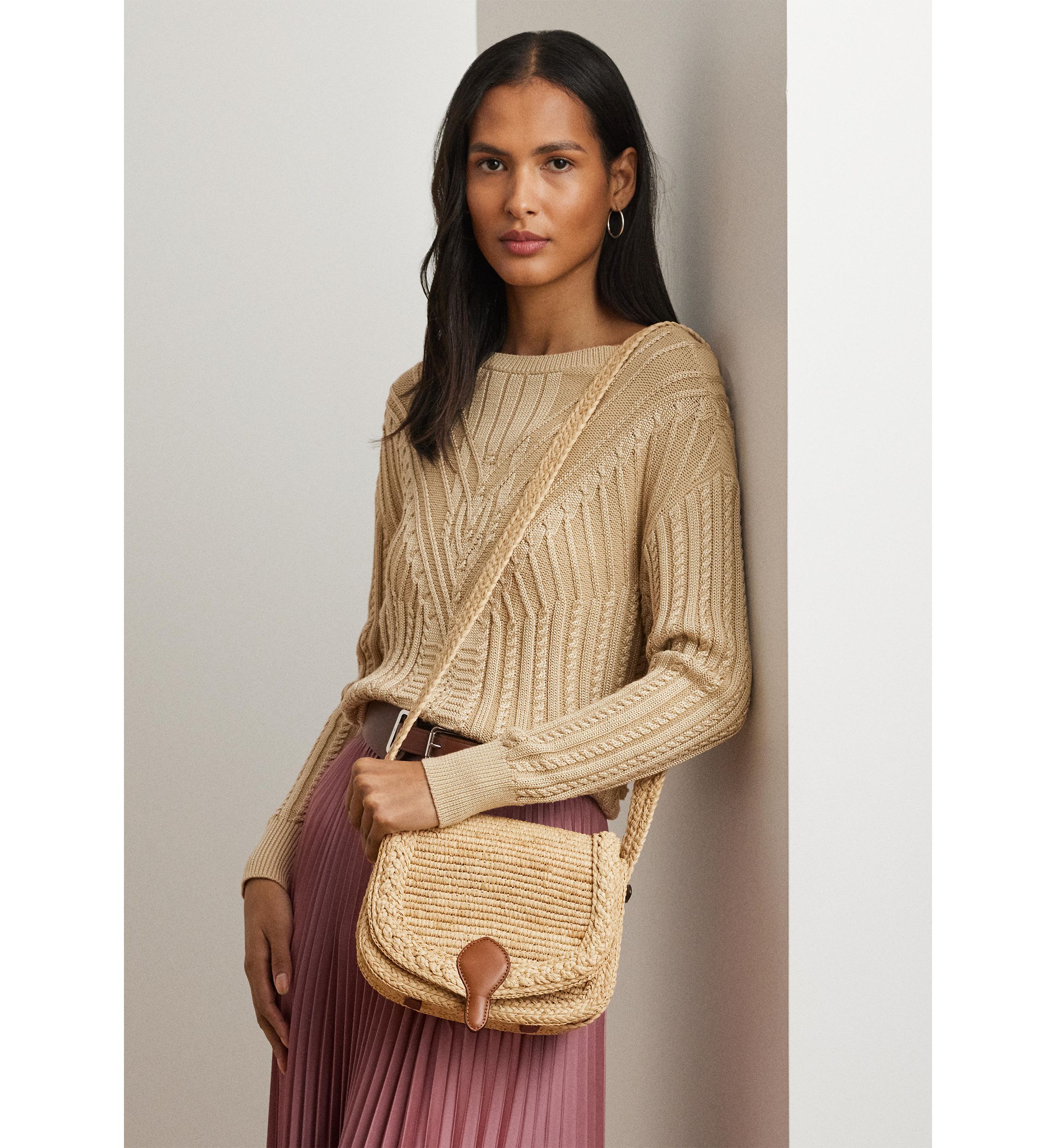 Raffia Medium Colbie Messenger Crossbody