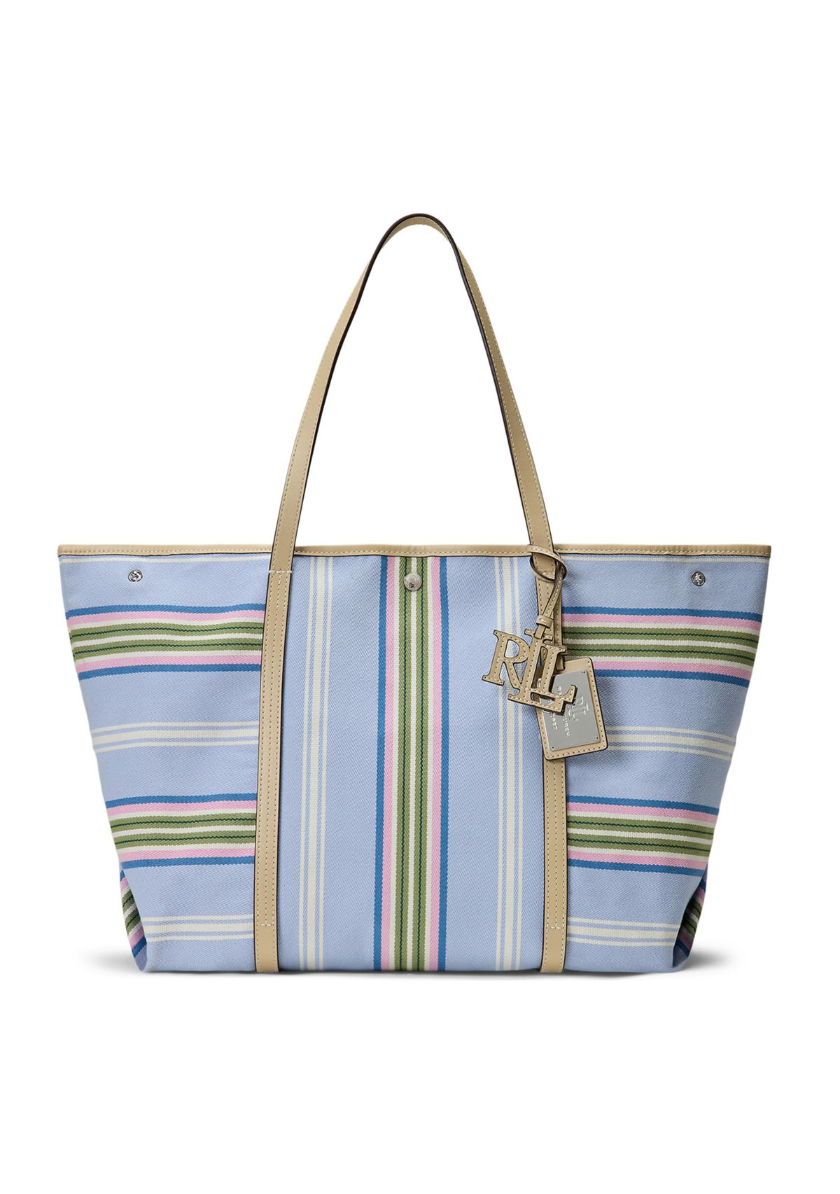 Striped Twill Large Emerie Tote Bag