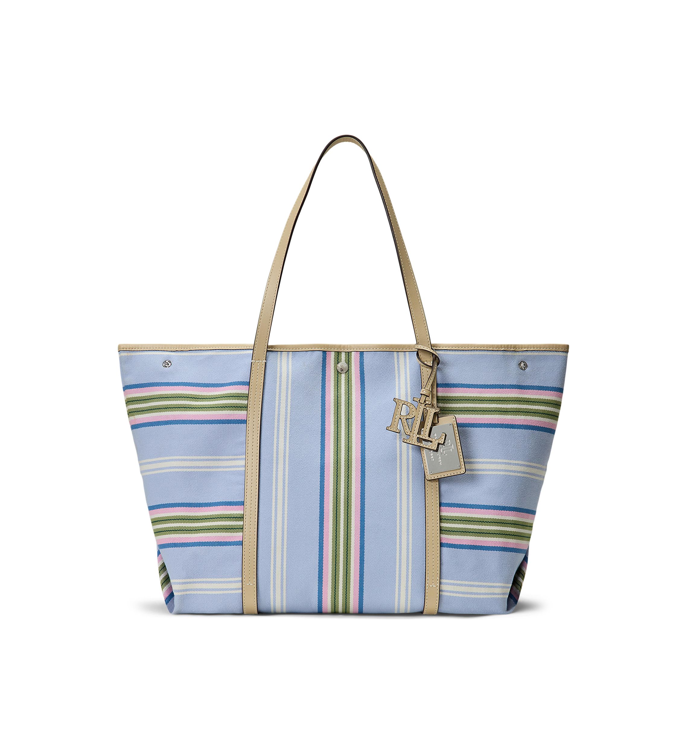 Striped Twill Large Emerie Tote Bag