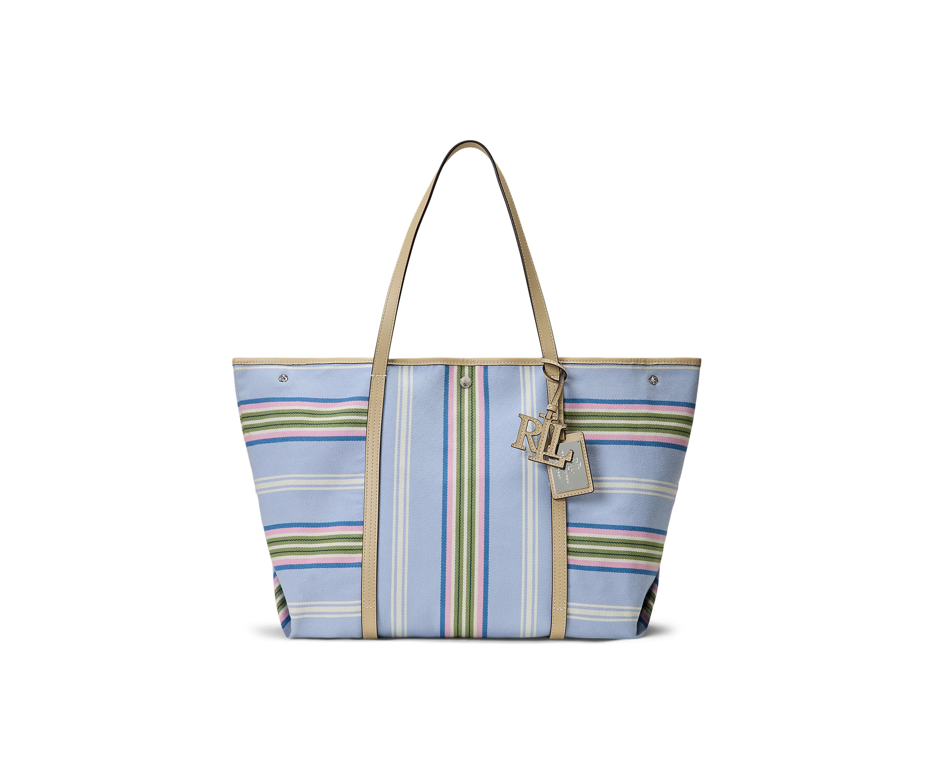 Striped Twill Large Emerie Tote Bag
