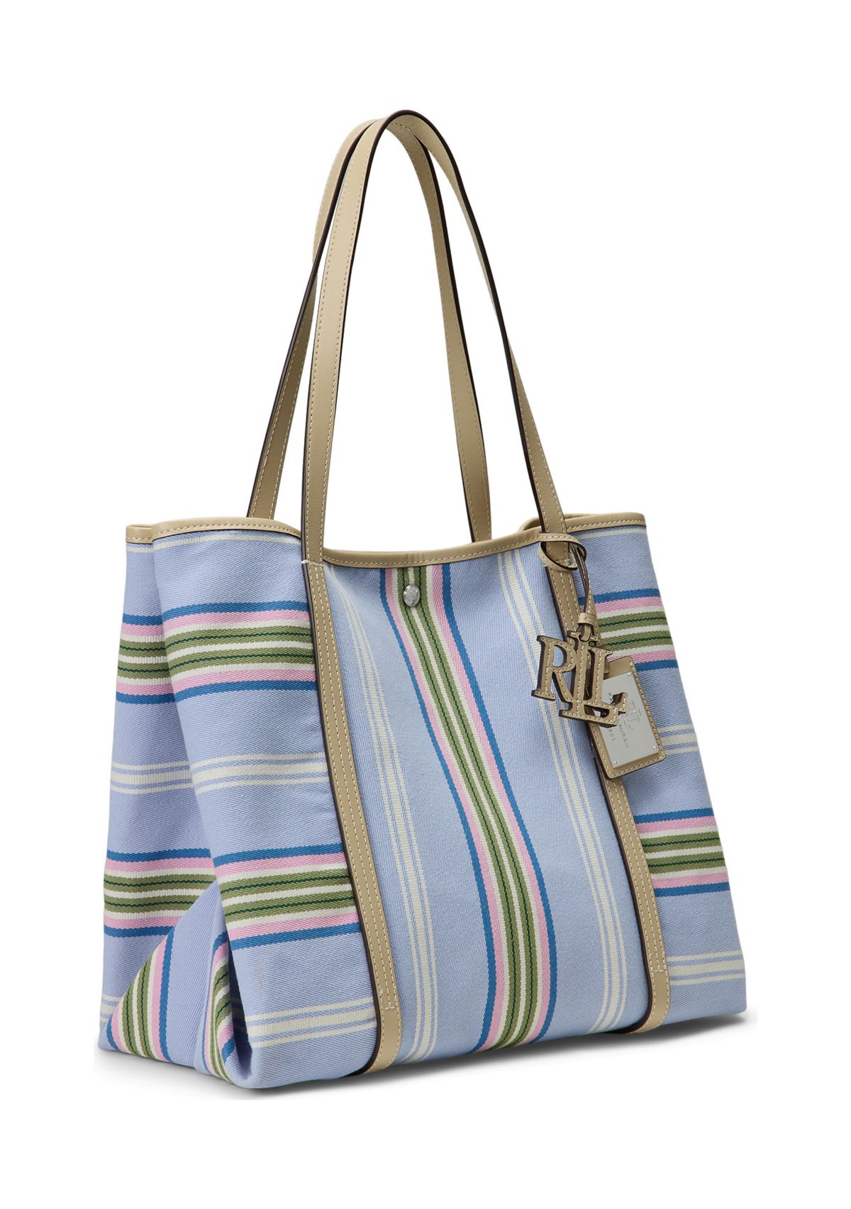 Striped Twill Large Emerie Tote Bag