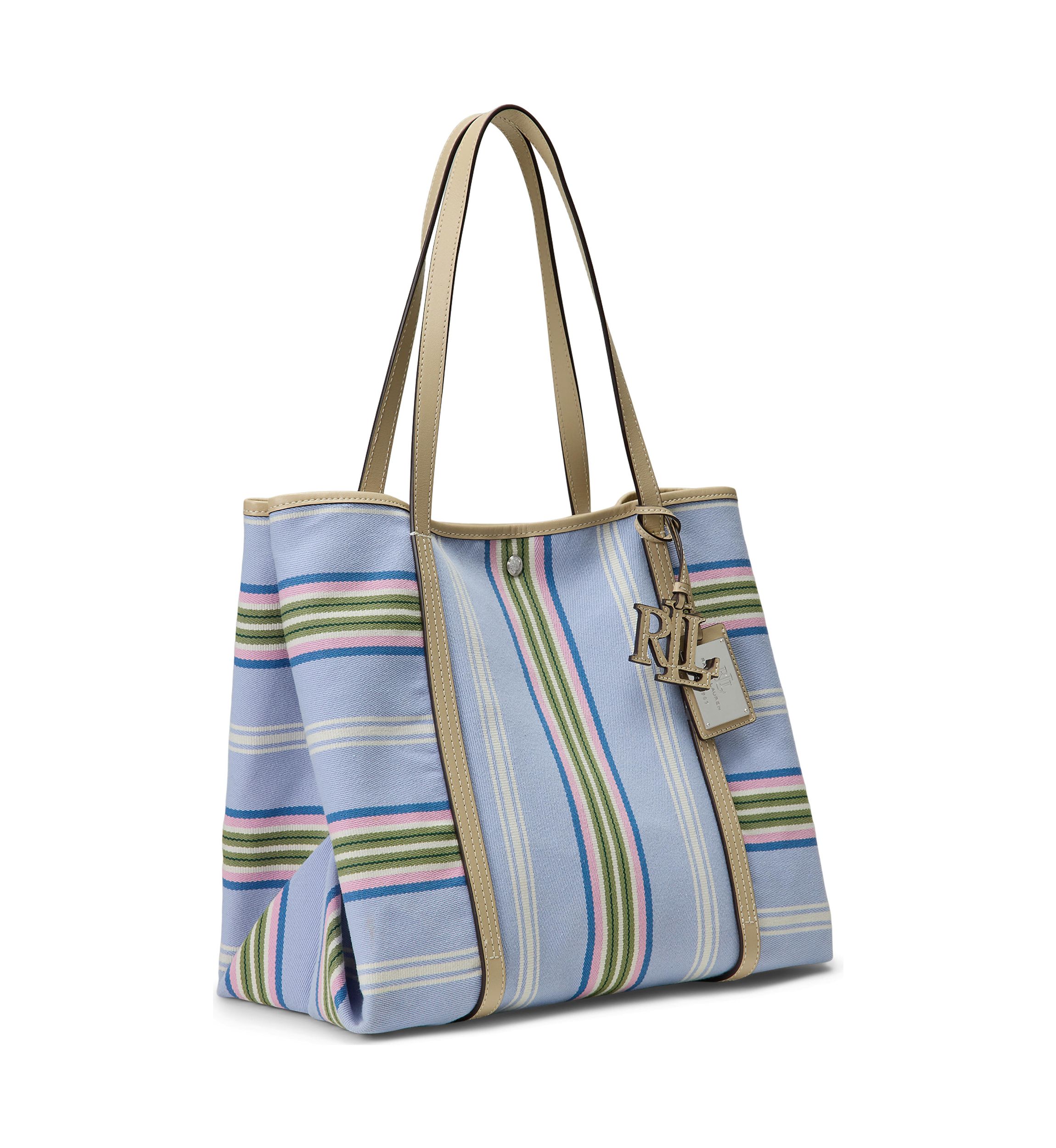 Striped Twill Large Emerie Tote Bag