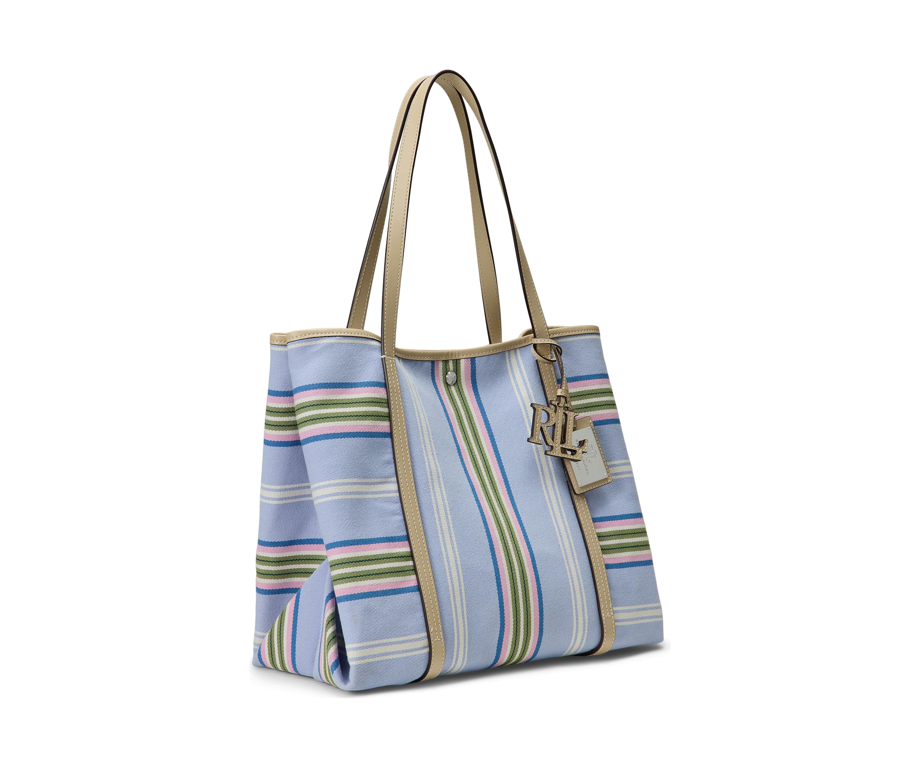 Striped Twill Large Emerie Tote Bag