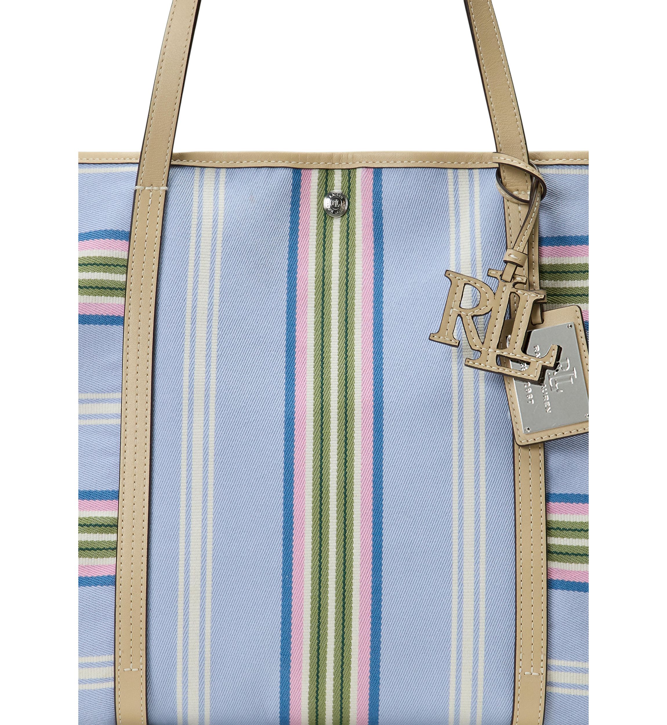 Striped Twill Large Emerie Tote Bag