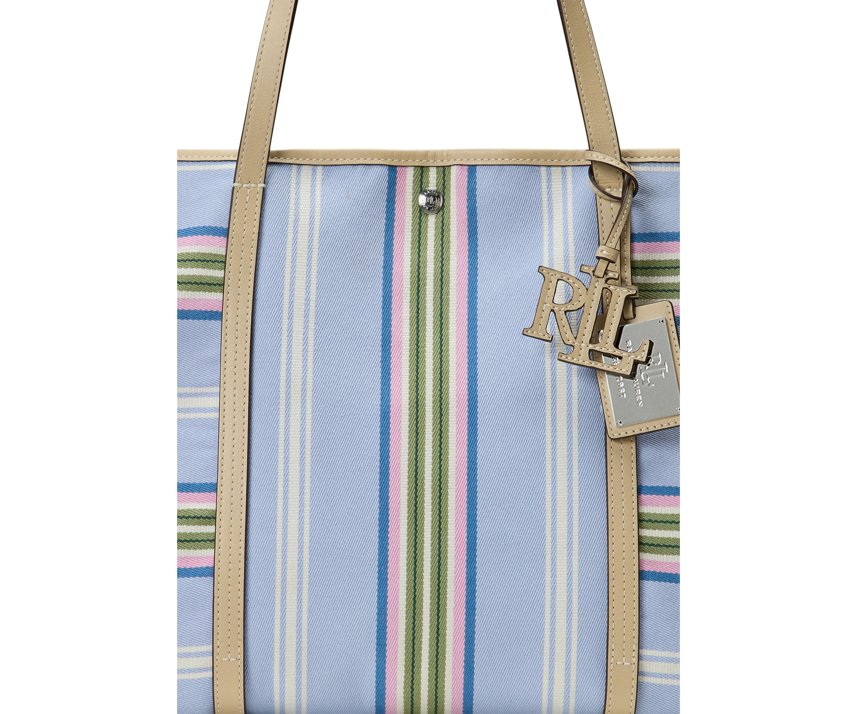 Striped Twill Large Emerie Tote Bag