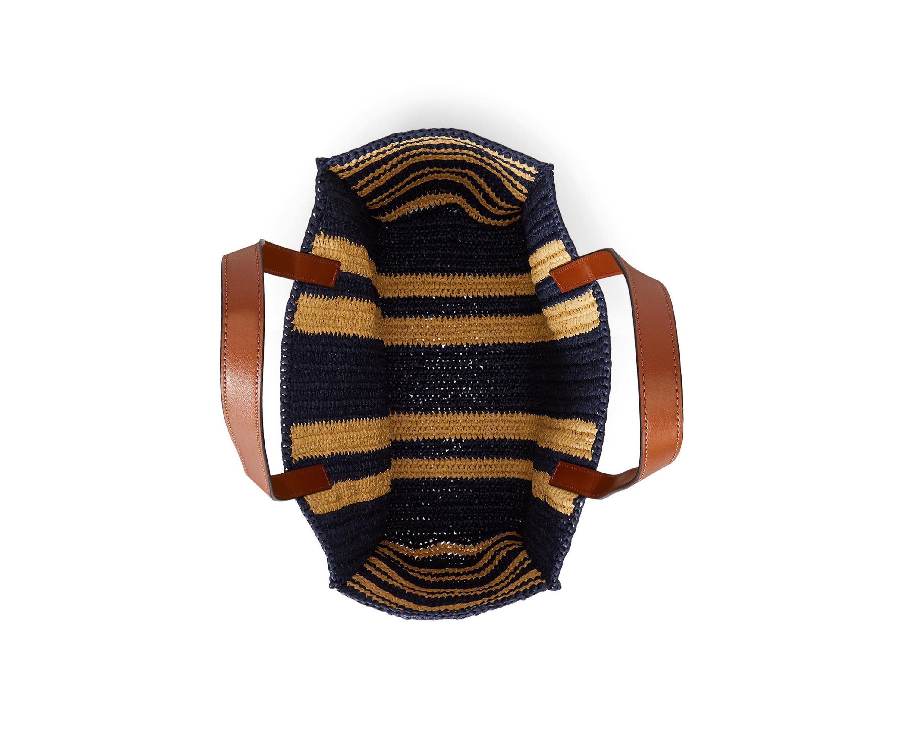 Striped Woven Straw Large Wilow Tote Bag