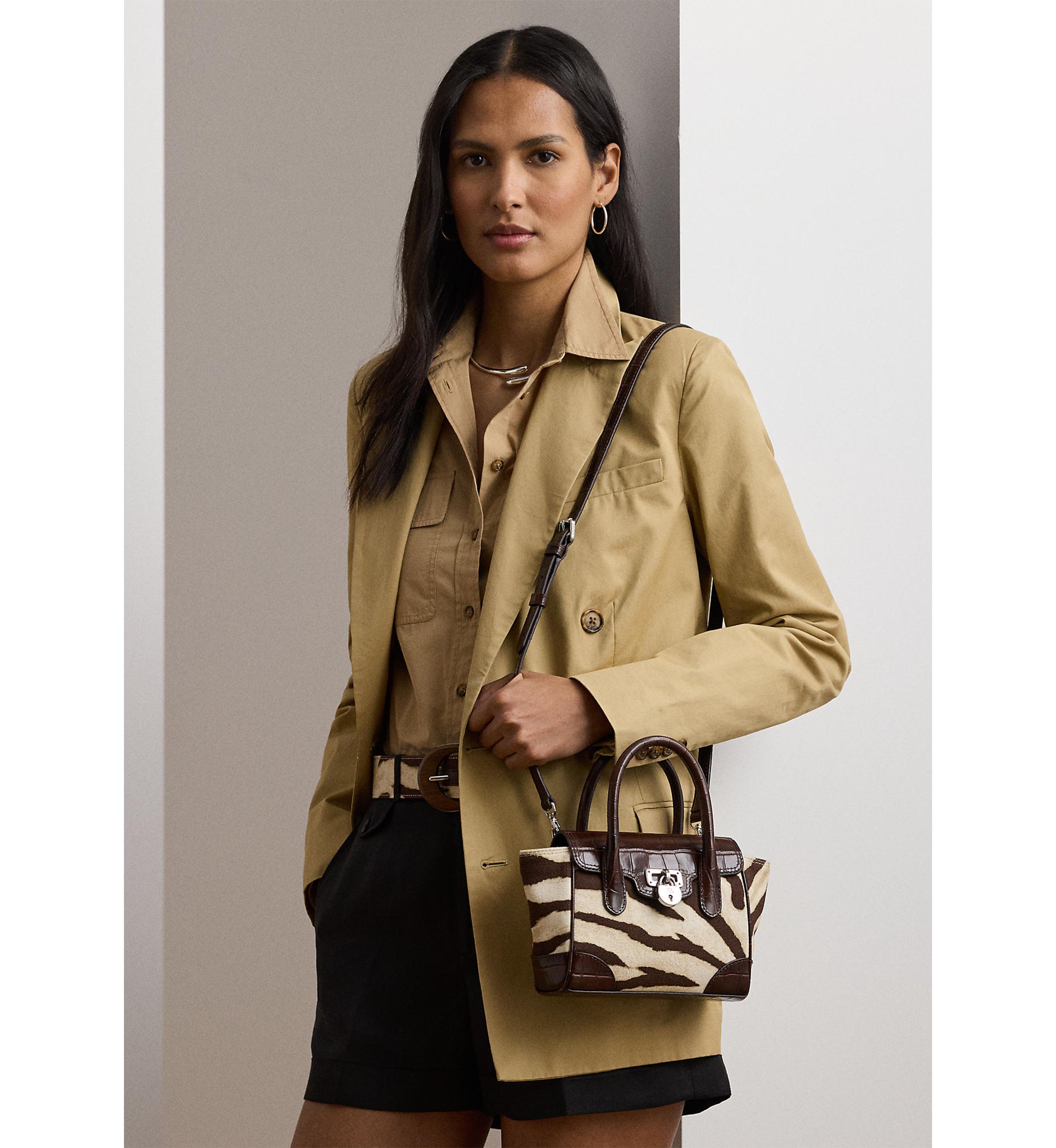 Zebra Print Canvas Small Tanner Satchel