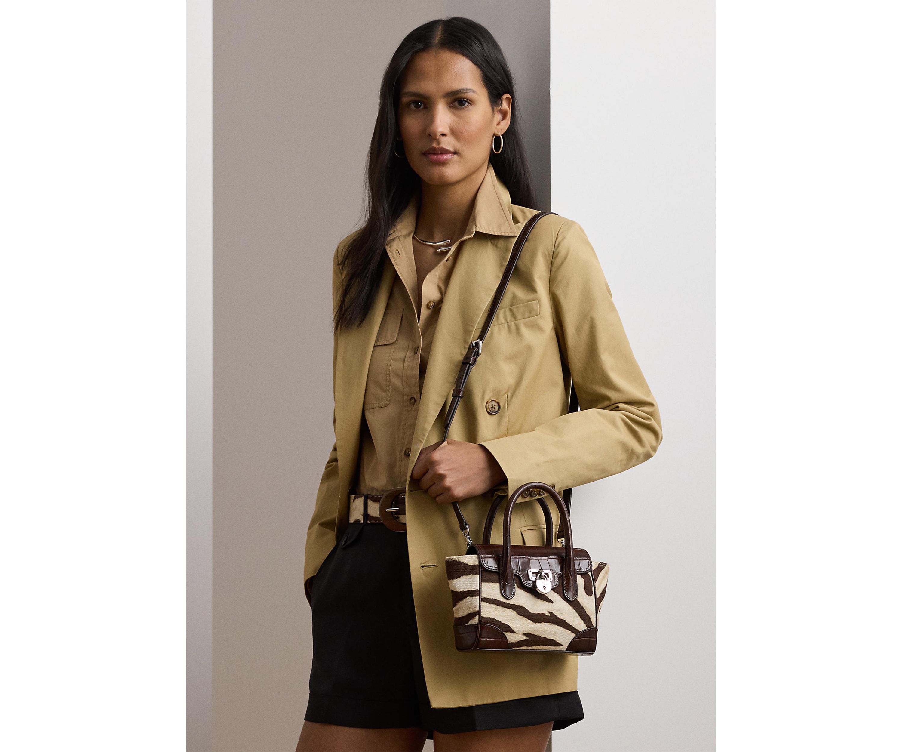 Zebra Print Canvas Small Tanner Satchel