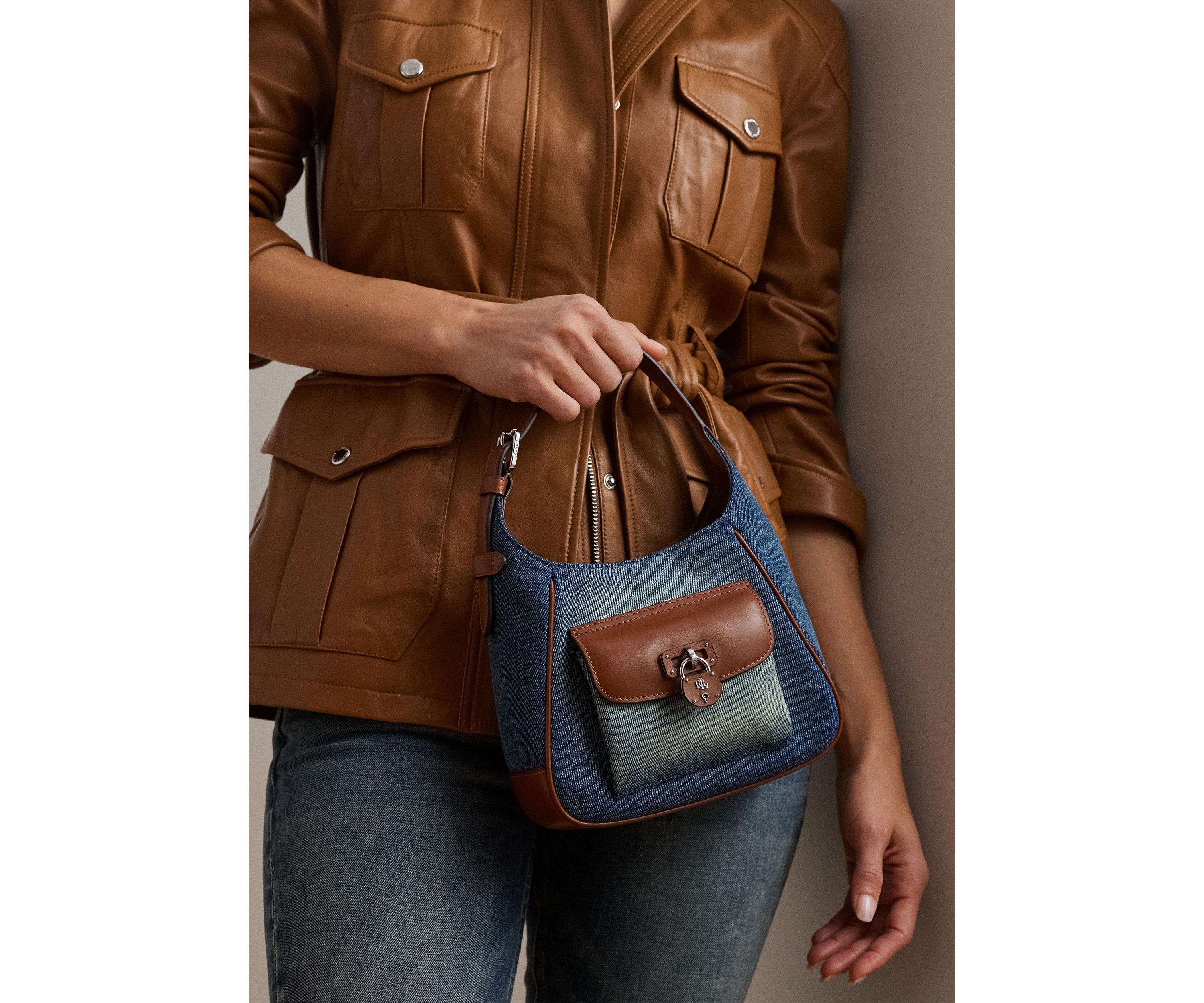 Washed Denim Small Tanner Shoulder Bag