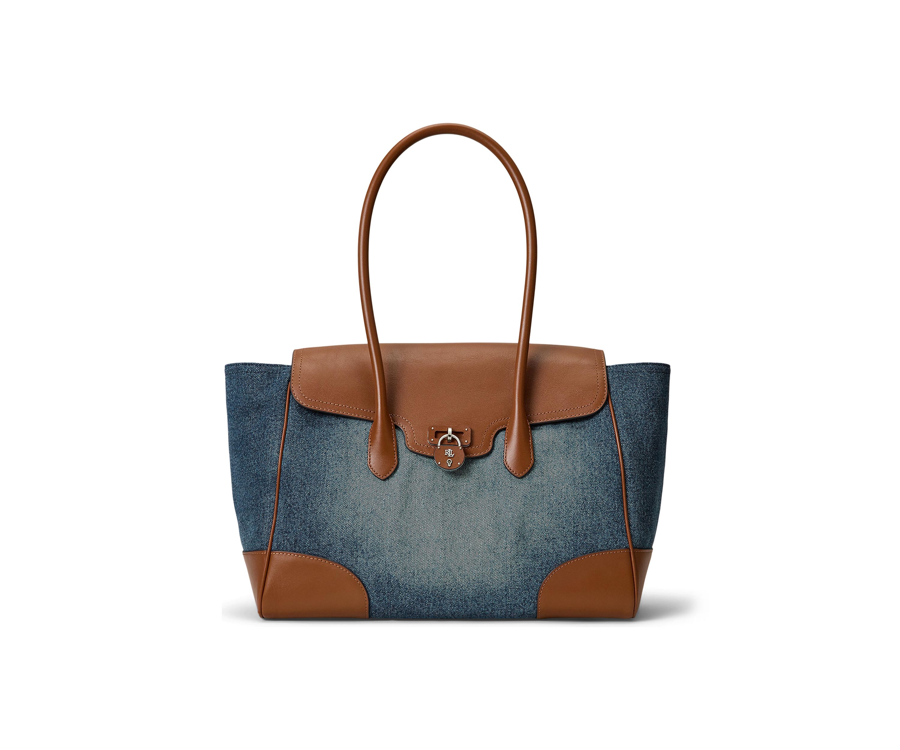 Washed Denim Large Tanner Satchel Bag