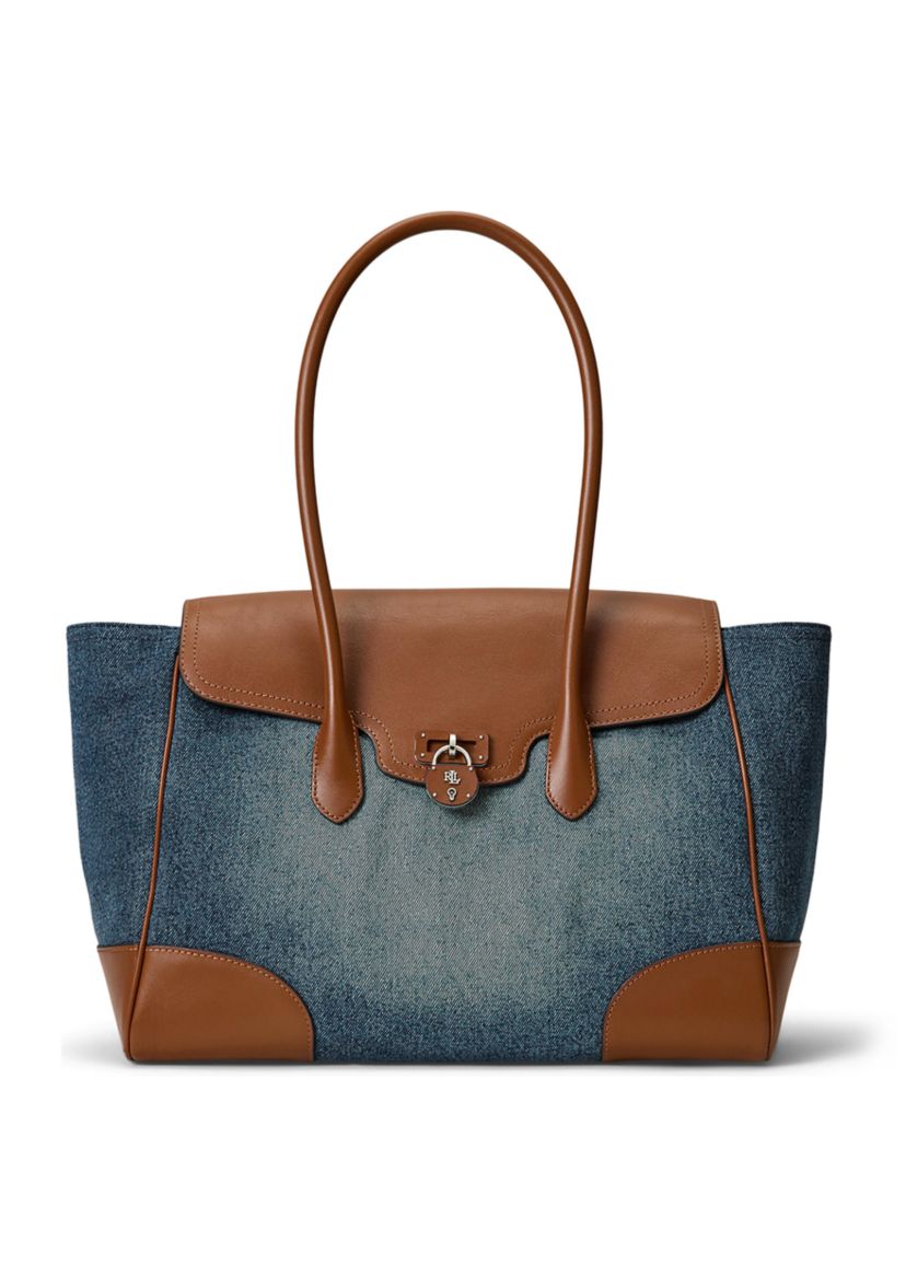 Washed Denim Large Tanner Satchel Bag