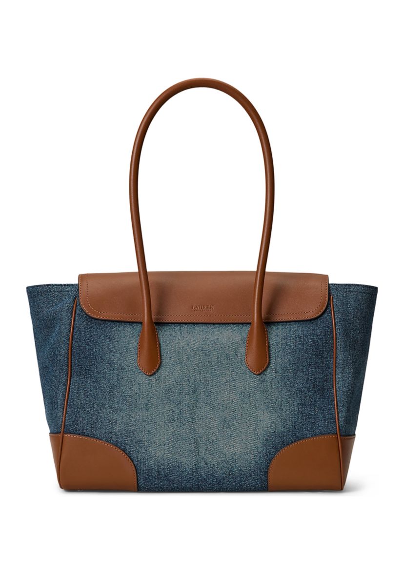Washed Denim Large Tanner Satchel Bag