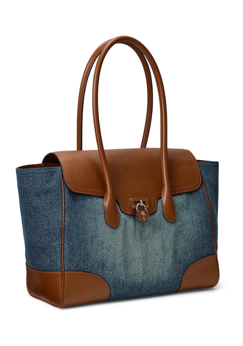 Washed Denim Large Tanner Satchel Bag