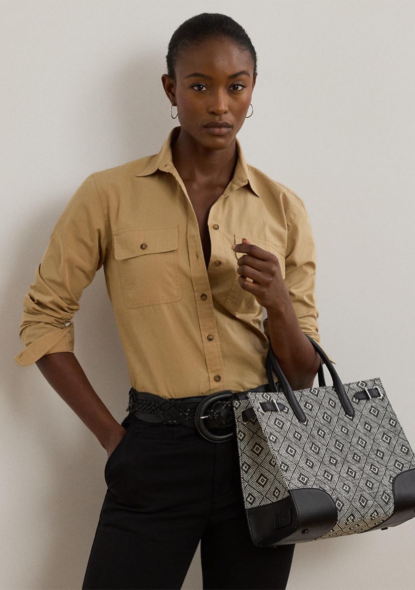 Woven Straw Medium Devyn Tote Bag