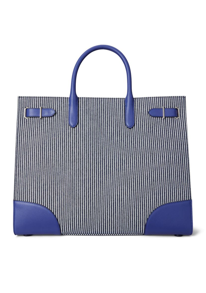 Striped Canvas Large Devyn Tote Bag