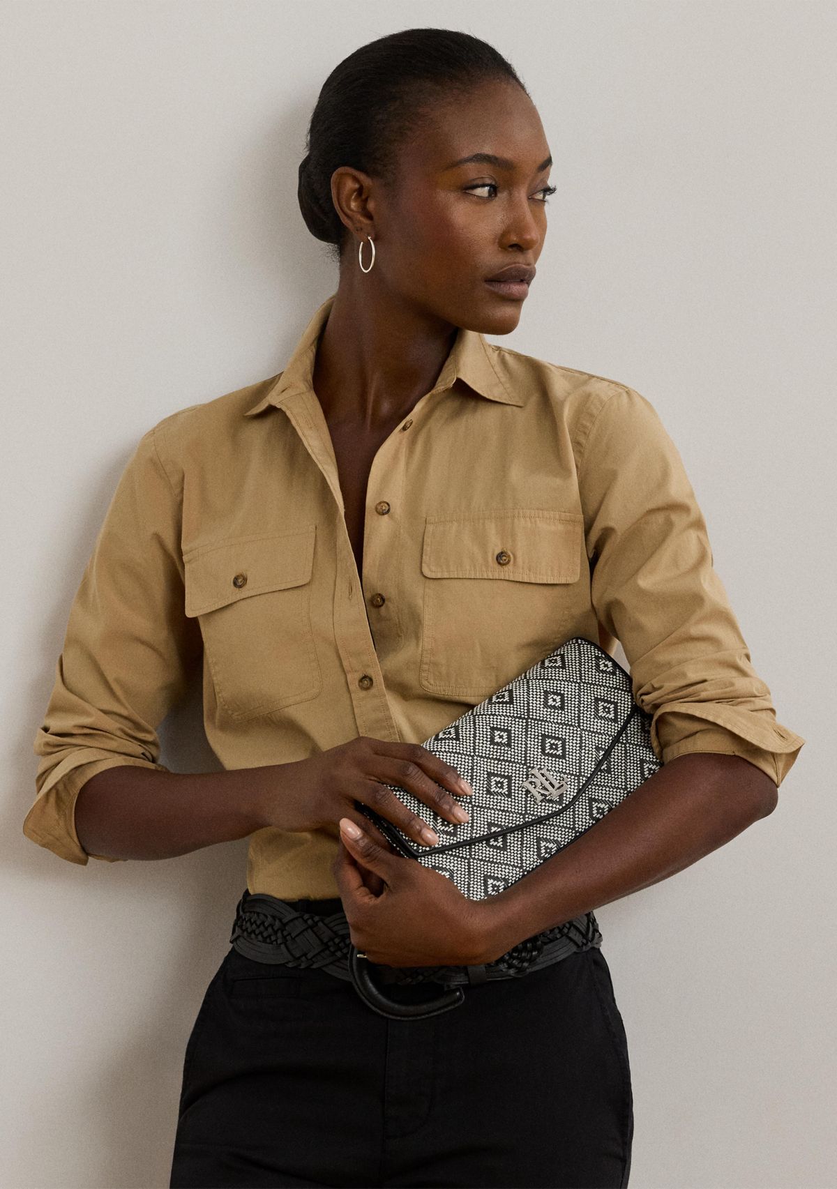 Geo-Motif Woven Straw Medium Sawyer Bag