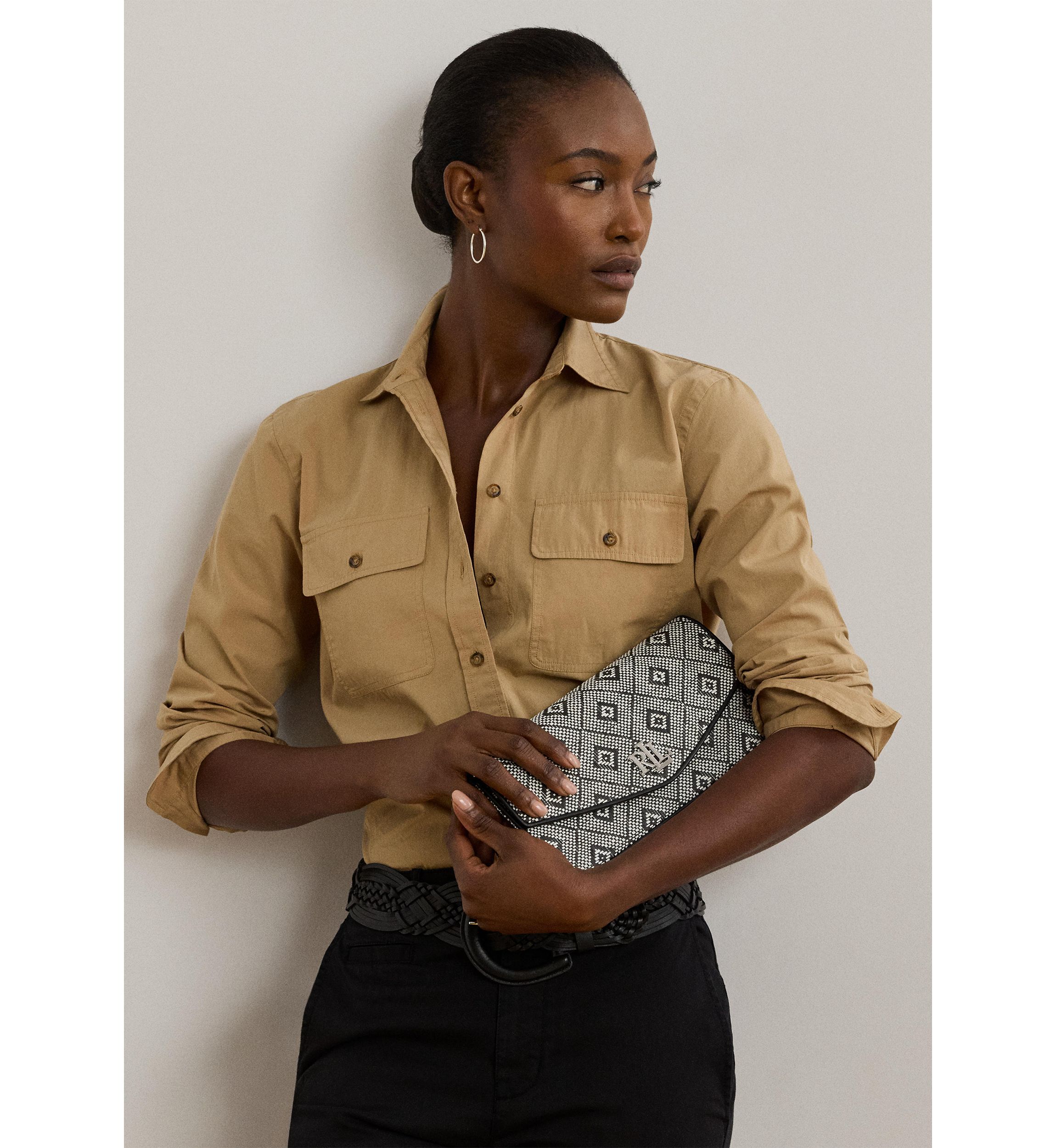 Geo-Motif Woven Straw Medium Sawyer Bag
