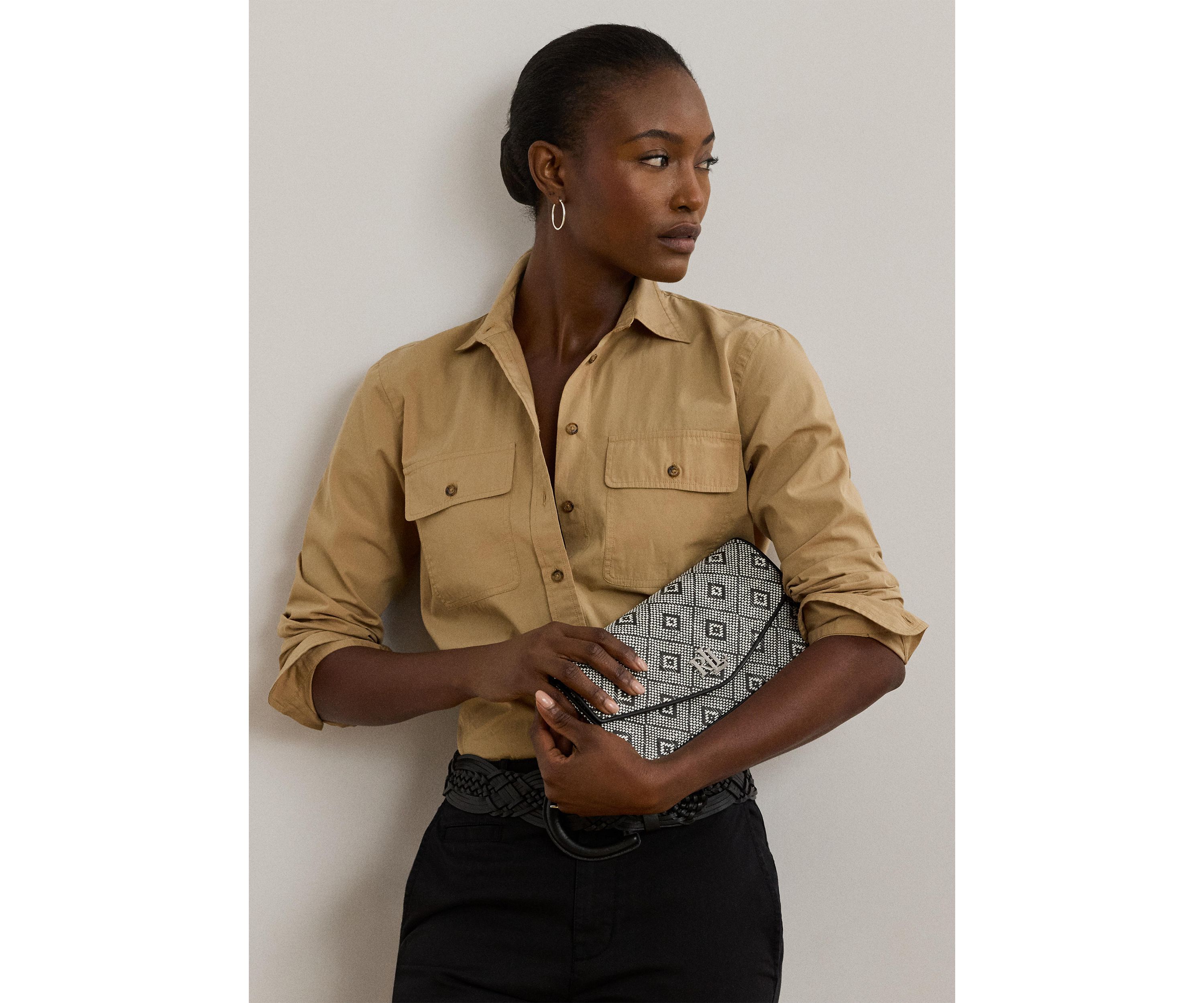Geo-Motif Woven Straw Medium Sawyer Bag