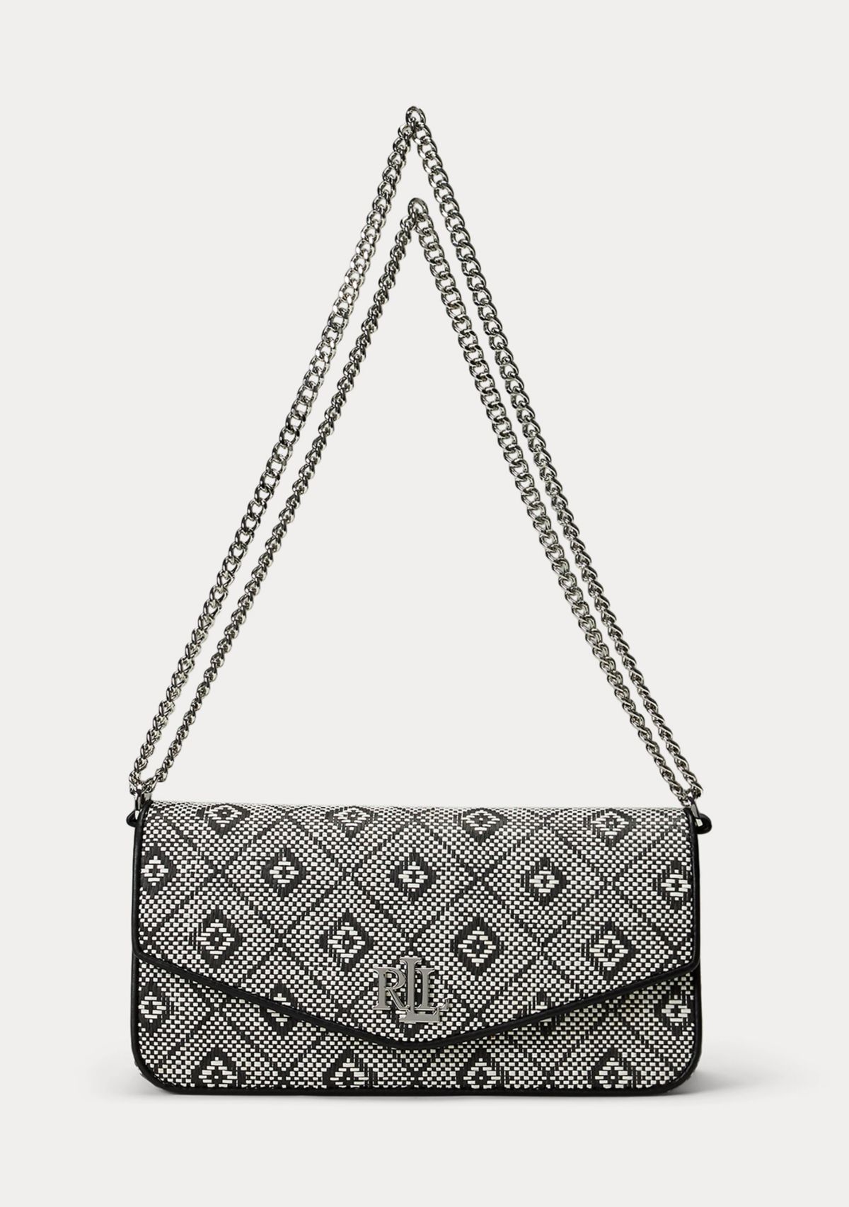 Geo-Motif Woven Straw Medium Sawyer Bag