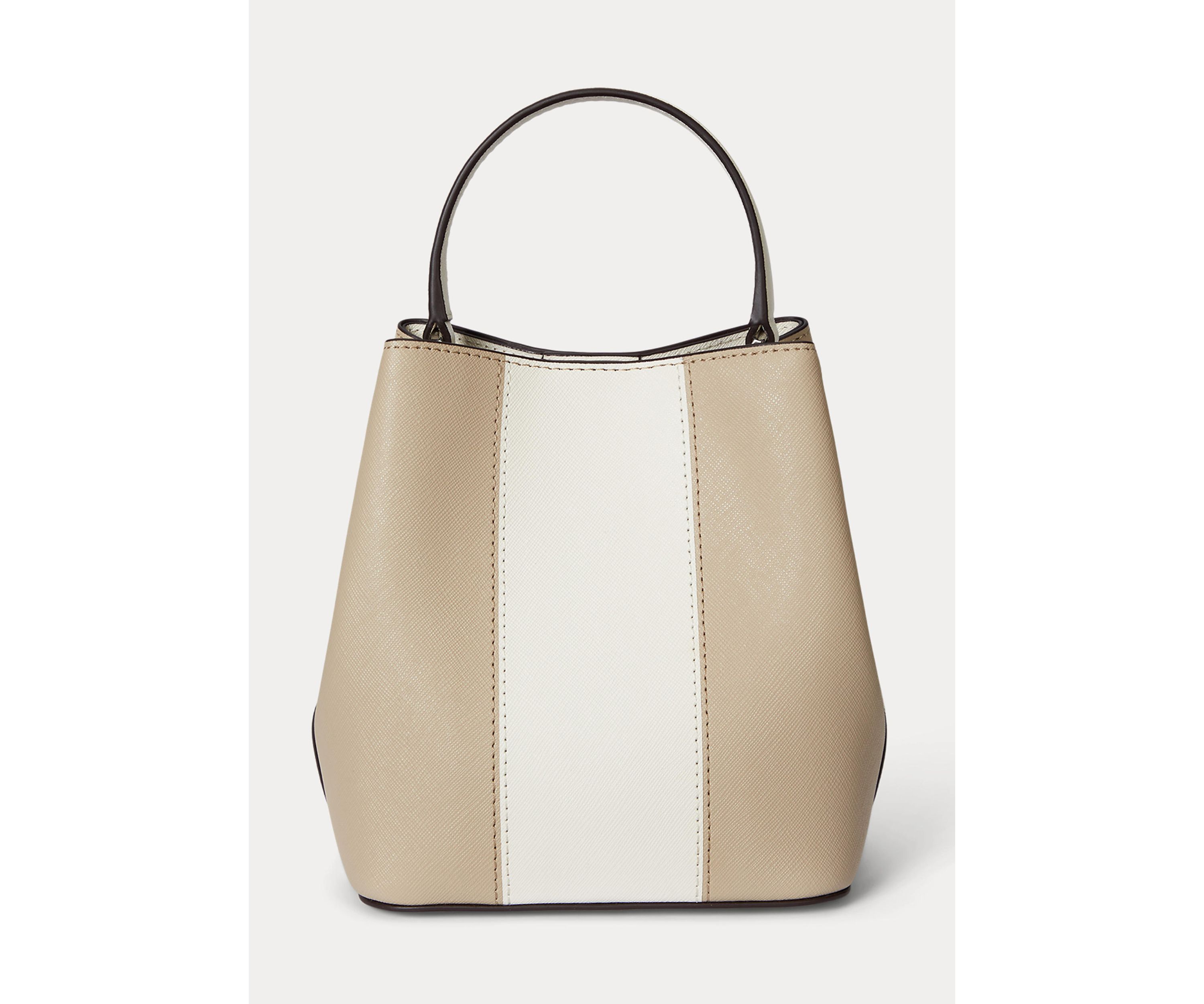 Two-Tone Leather Small Reese Bucket Bag