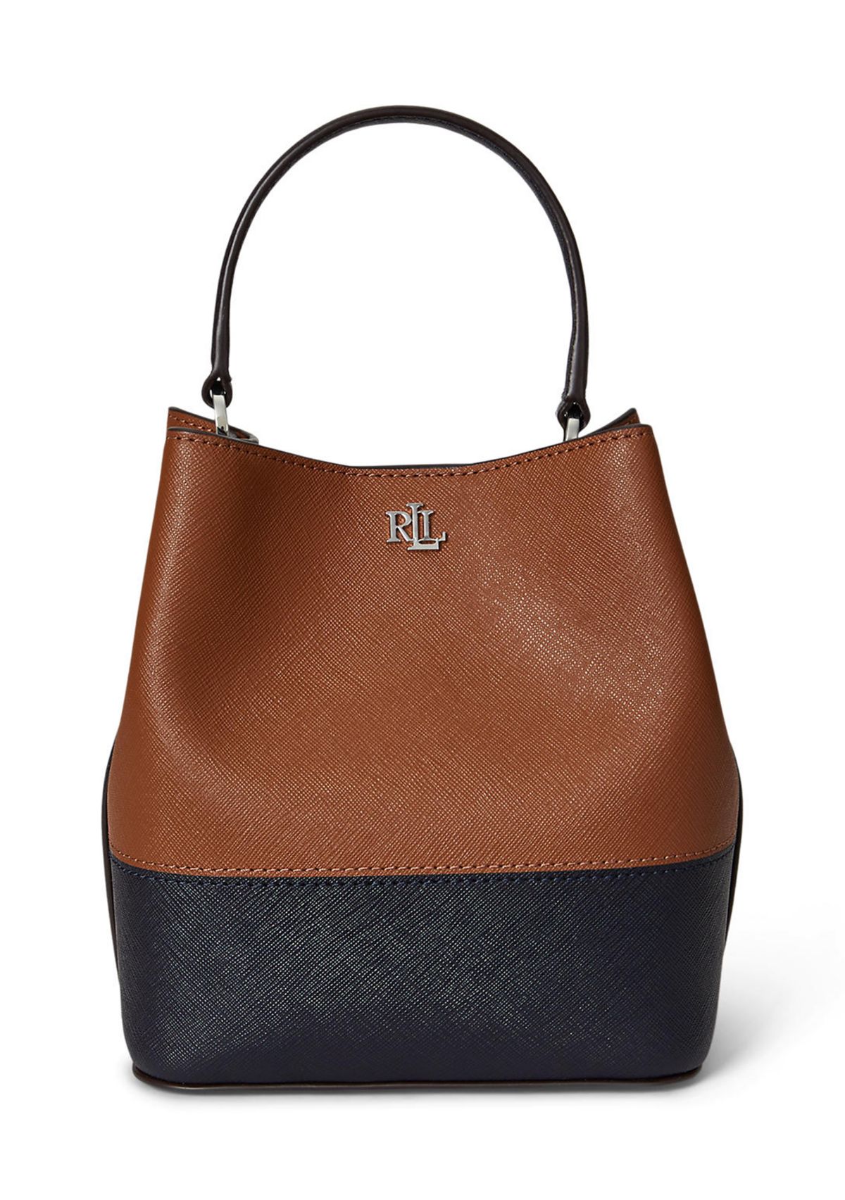 Two-Tone Leather Small Reese Bucket Bag