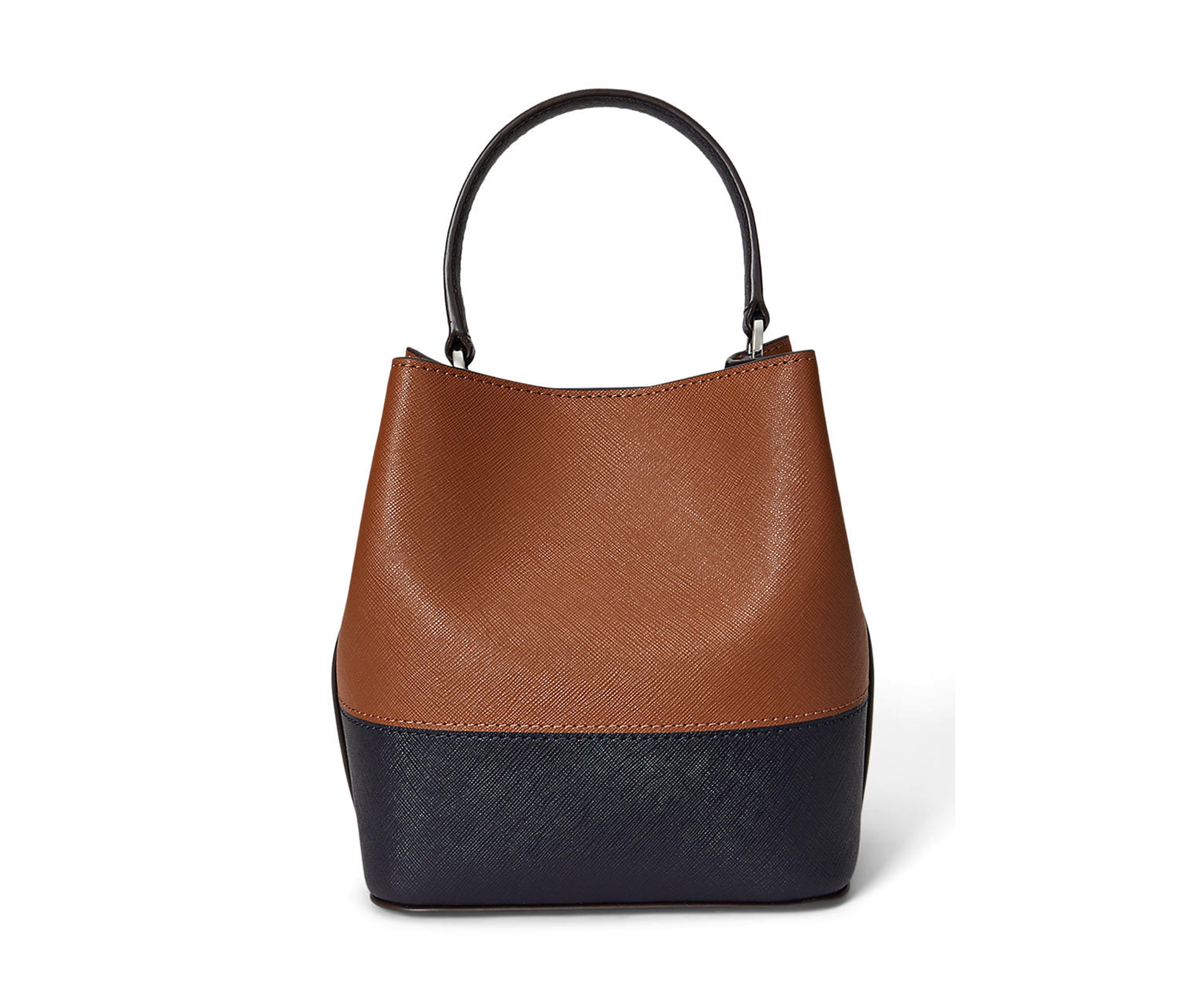 Two-Tone Leather Small Reese Bucket Bag