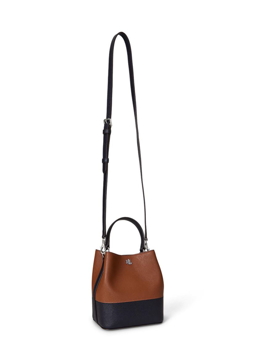 Two-Tone Leather Small Reese Bucket Bag