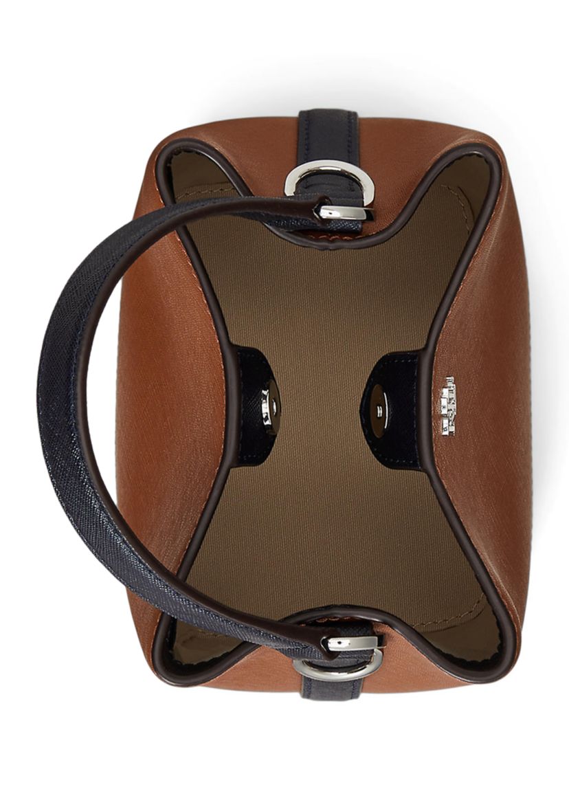 Two-Tone Leather Small Reese Bucket Bag