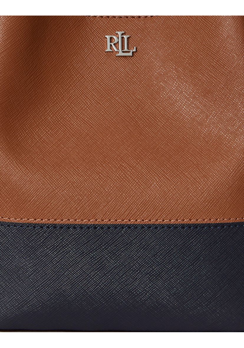 Two-Tone Leather Small Reese Bucket Bag