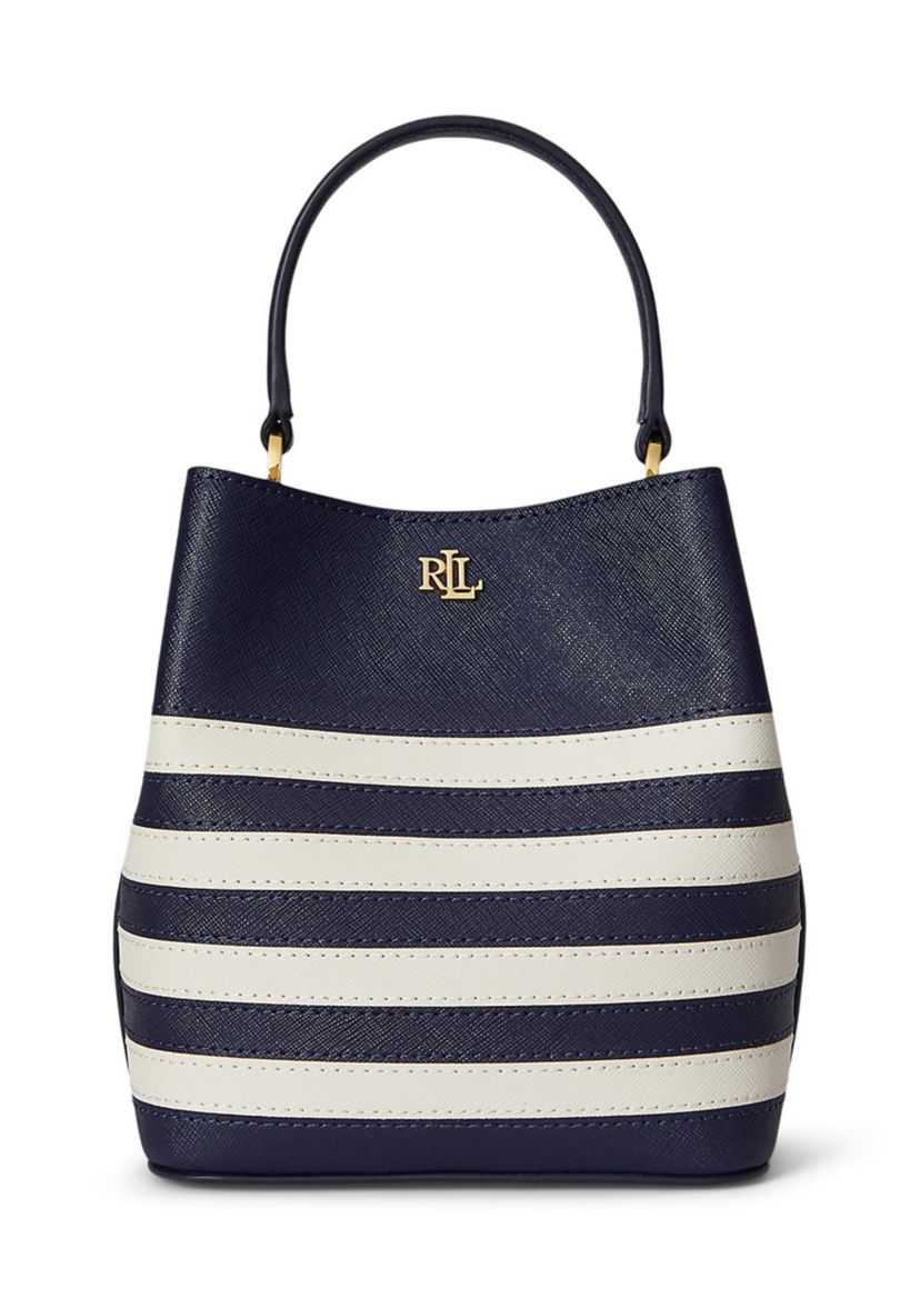 Two-Tone Leather Small Reese Bucket Bag