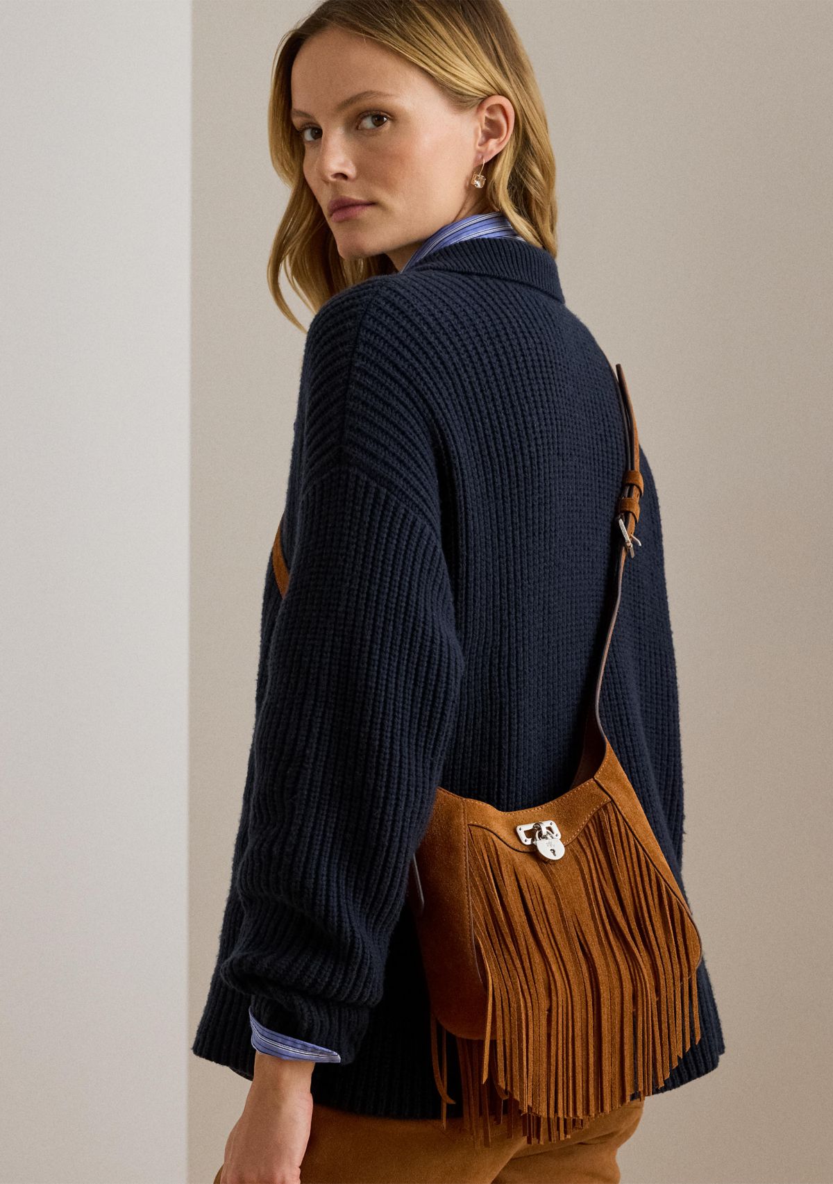 Fringe-Trim Small Tanner Shoulder Bag