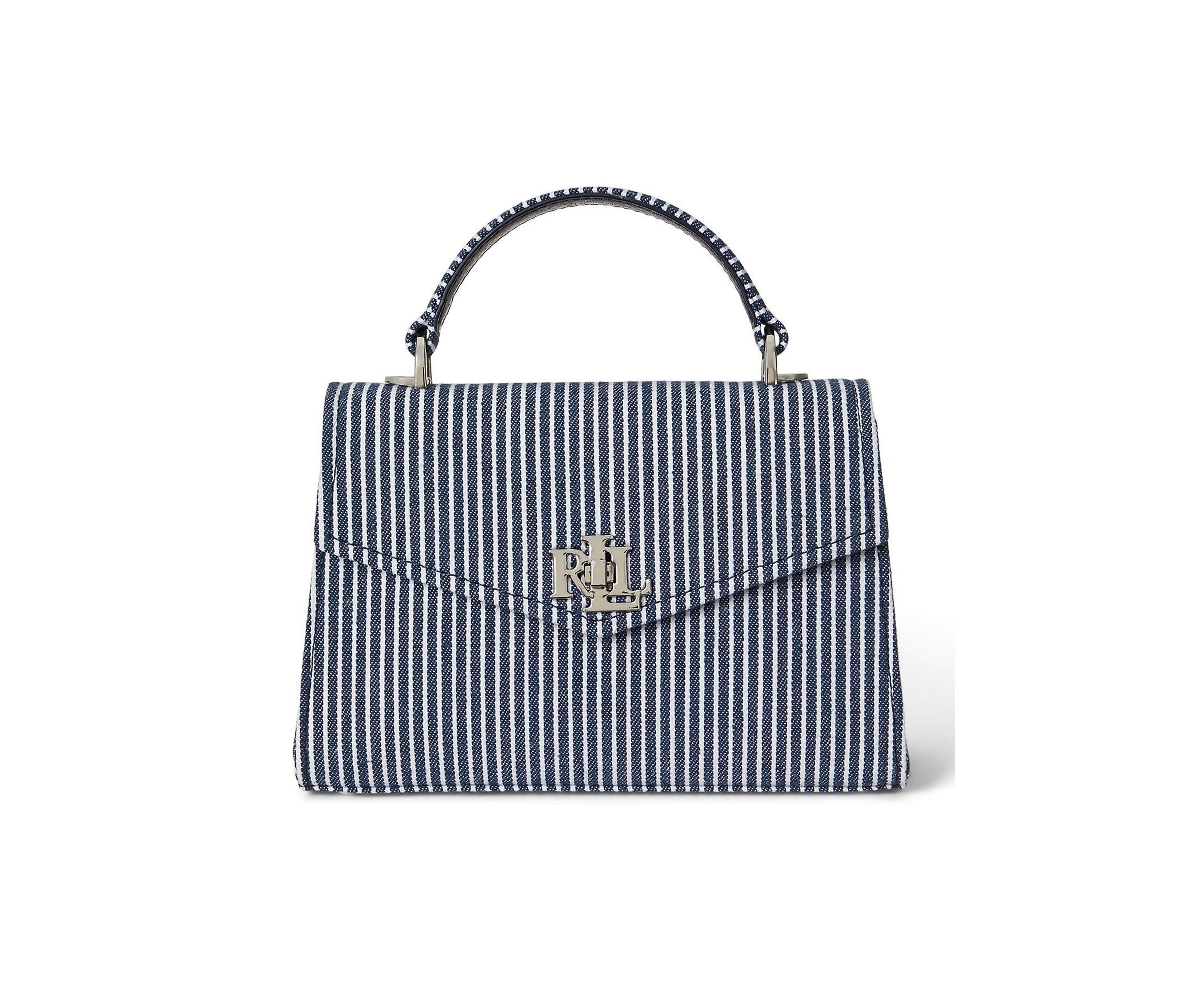 Striped Canvas Small Farrah Satchel