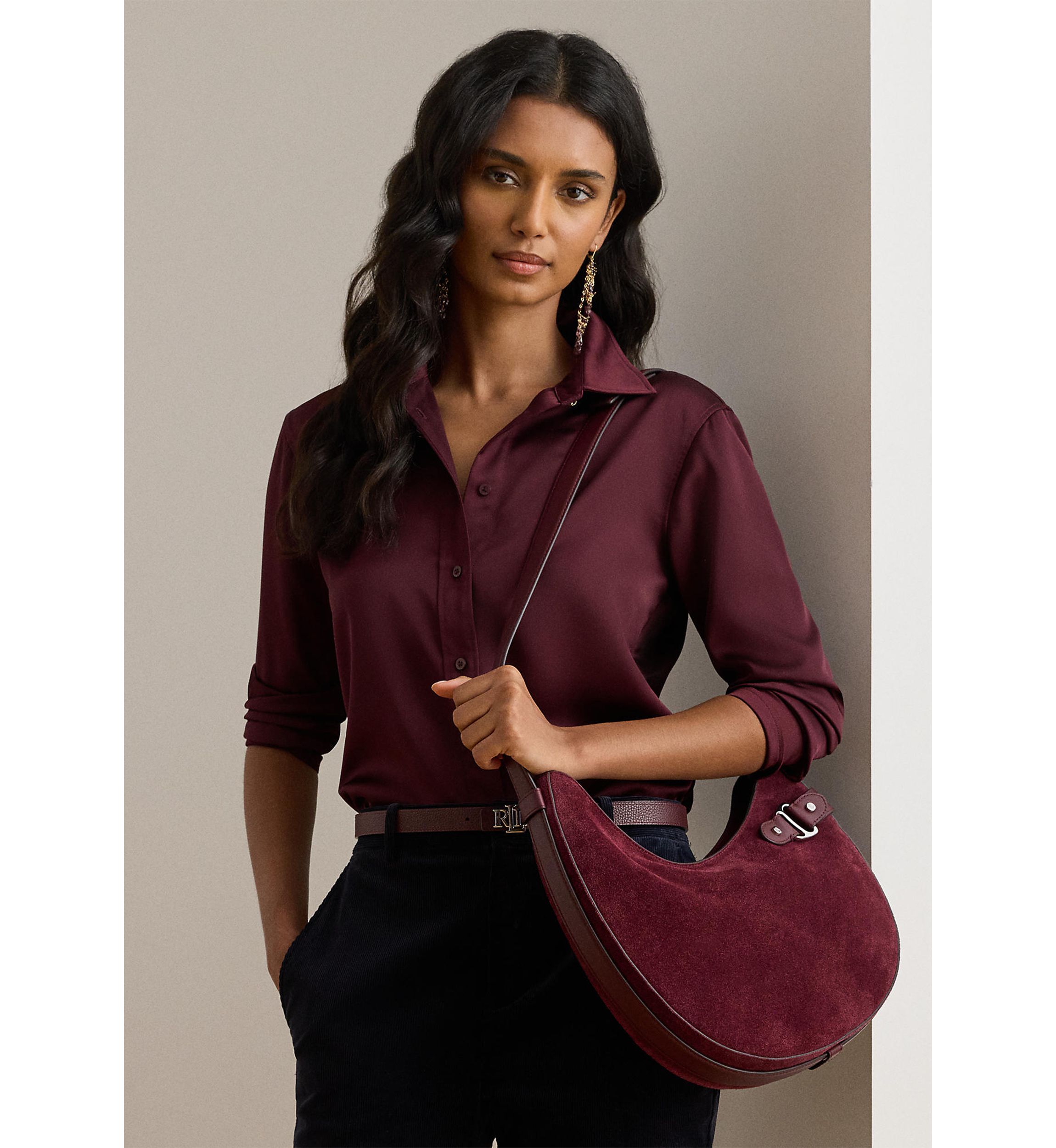 Suede Large Tasha Shoulder Bag